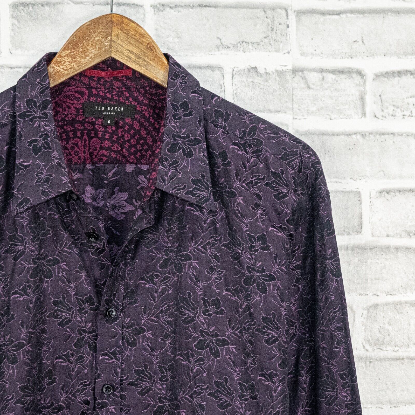 Ted Baker TED BAKER London Purple Jacquard Floral Button up Shirt Size US L / EU 52-54 / 3 - 3 Thumbnail