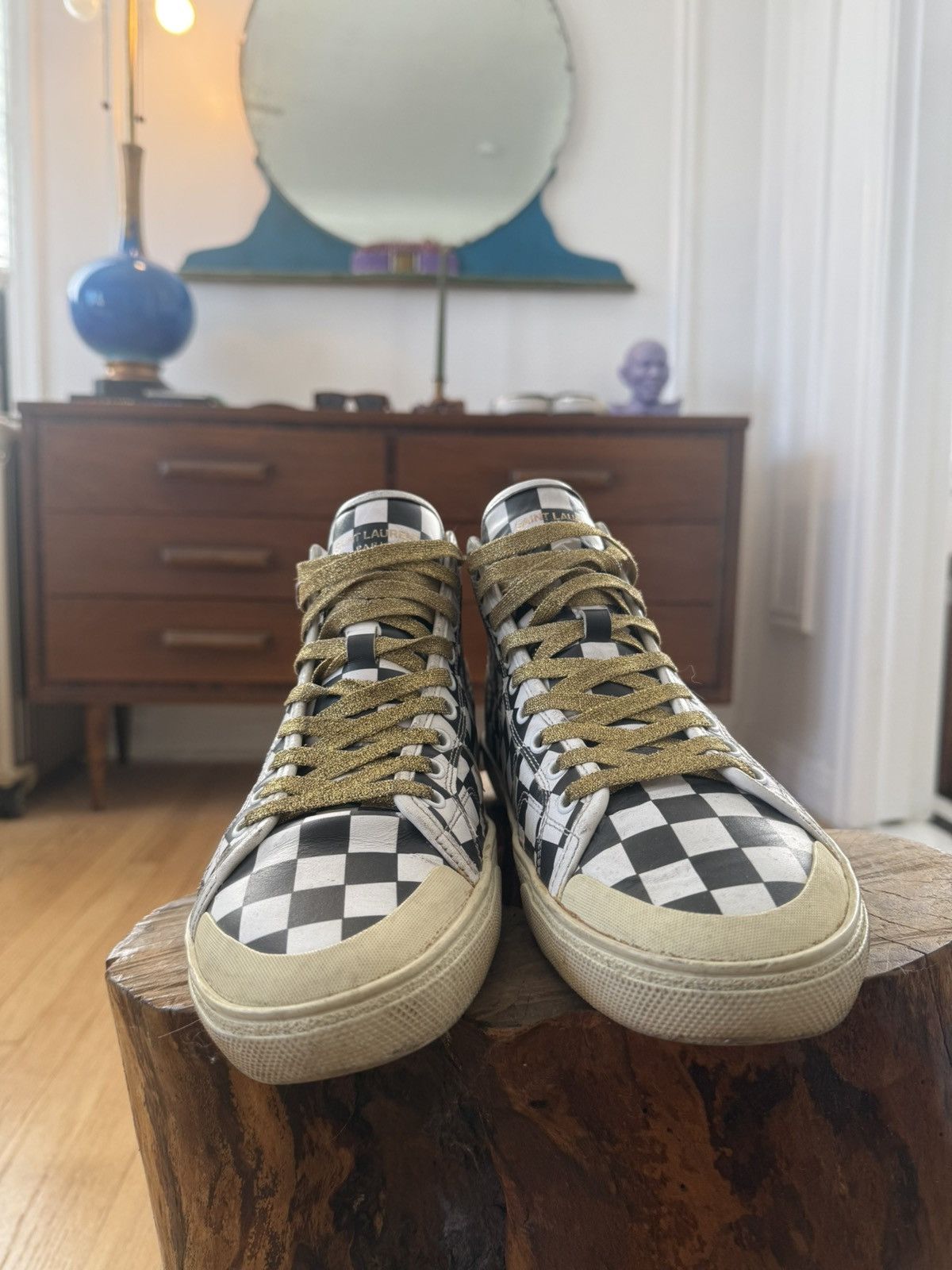 Saint Laurent Paris Saint Laurent SS16 Checkered High Tops Size US 9.5 / EU 42-43 - 2 Thumbnail