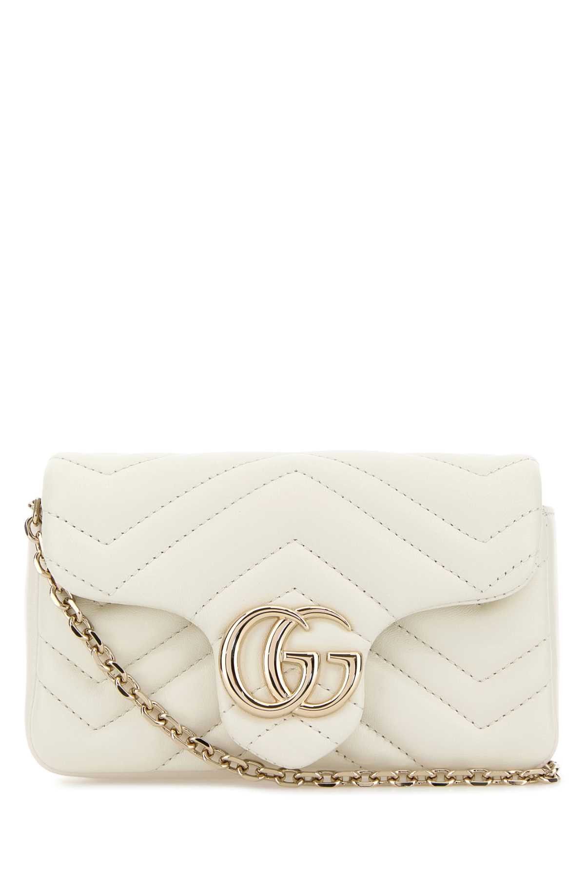 Gucci White Leather Mini Gg Marmont Shoulder Bag Size ONE SIZE - 1 Thumbnail