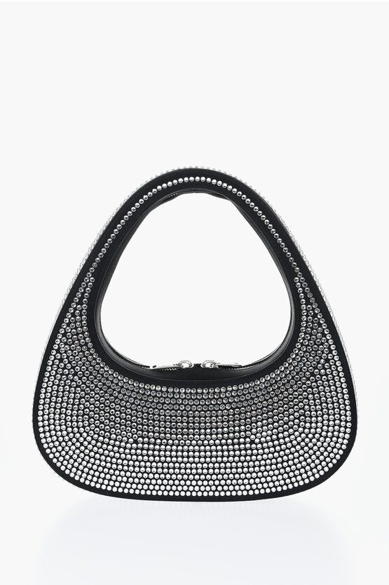 Coperni Satin Effect Baguette Bag With Rinestone Applications in Black, Women's
