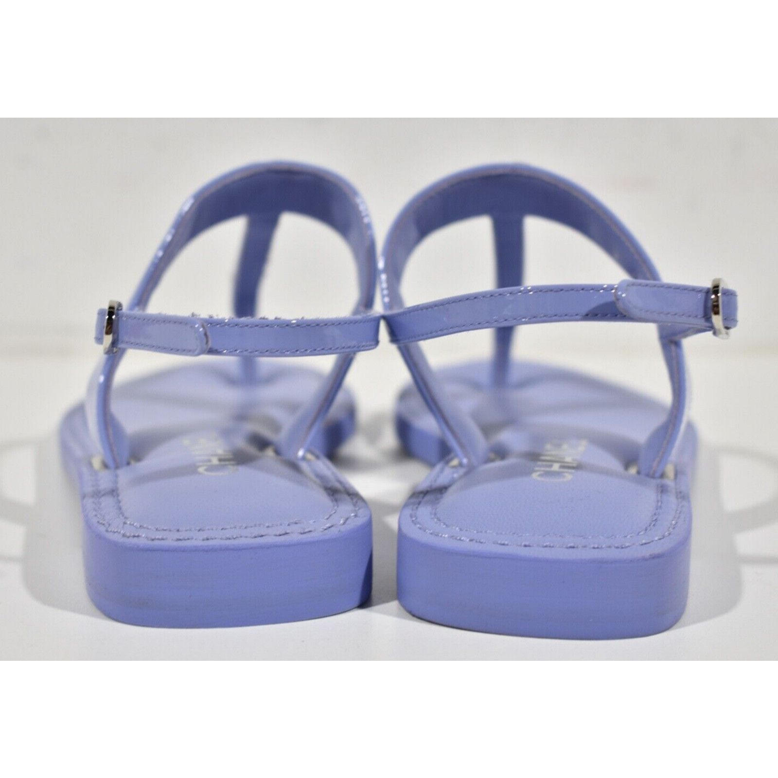 Chanel Chanel 22C Purple Patent Silver Chain CC Logo Mule Slide Size US 7 / IT 37 - 11 Thumbnail