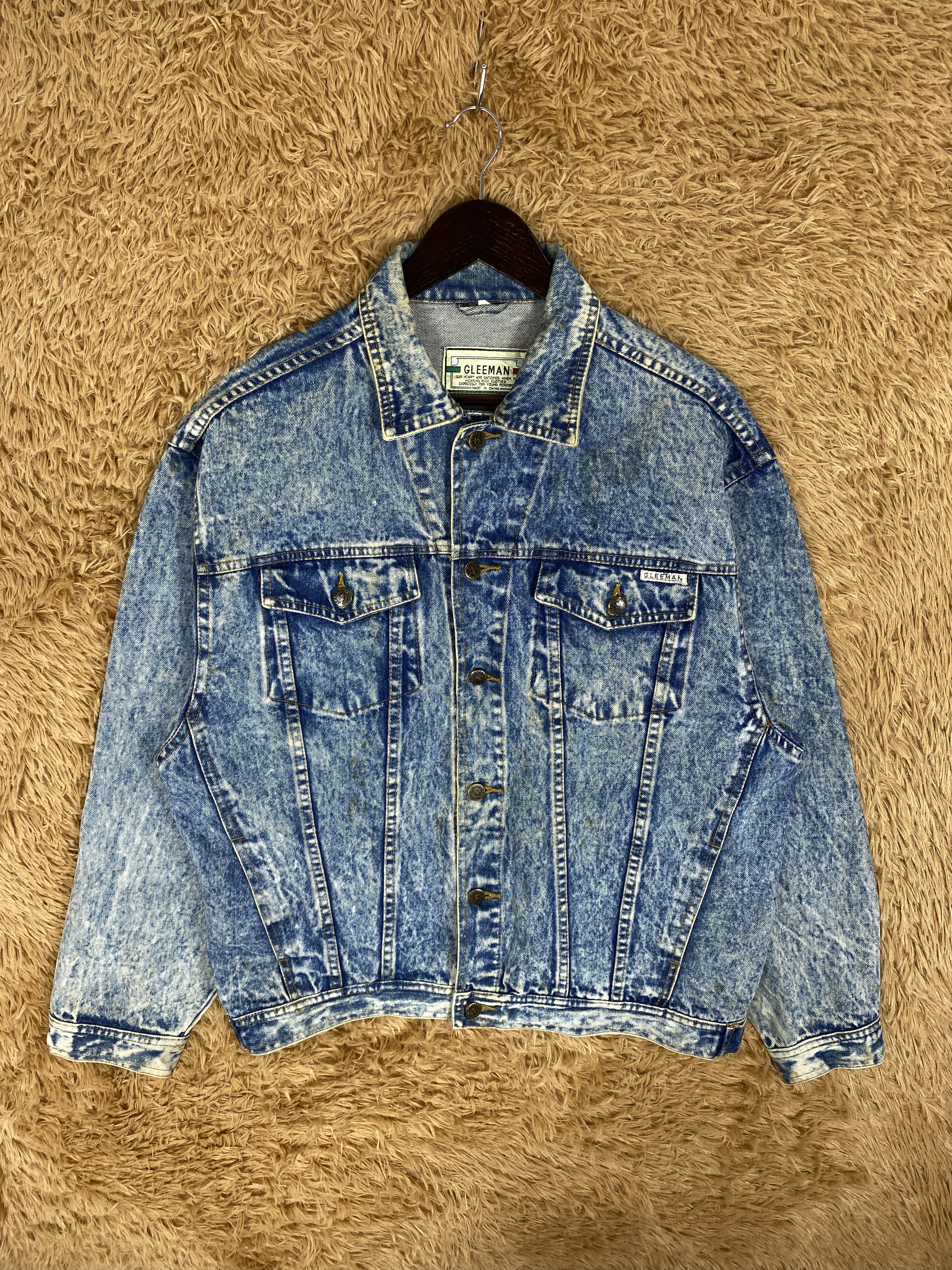 Japanese Brand Vintage 90s Glee Man Acid Wash Denim Jacket J2313 Size US M / EU 48-50 / 2 - 1 Thumbnail