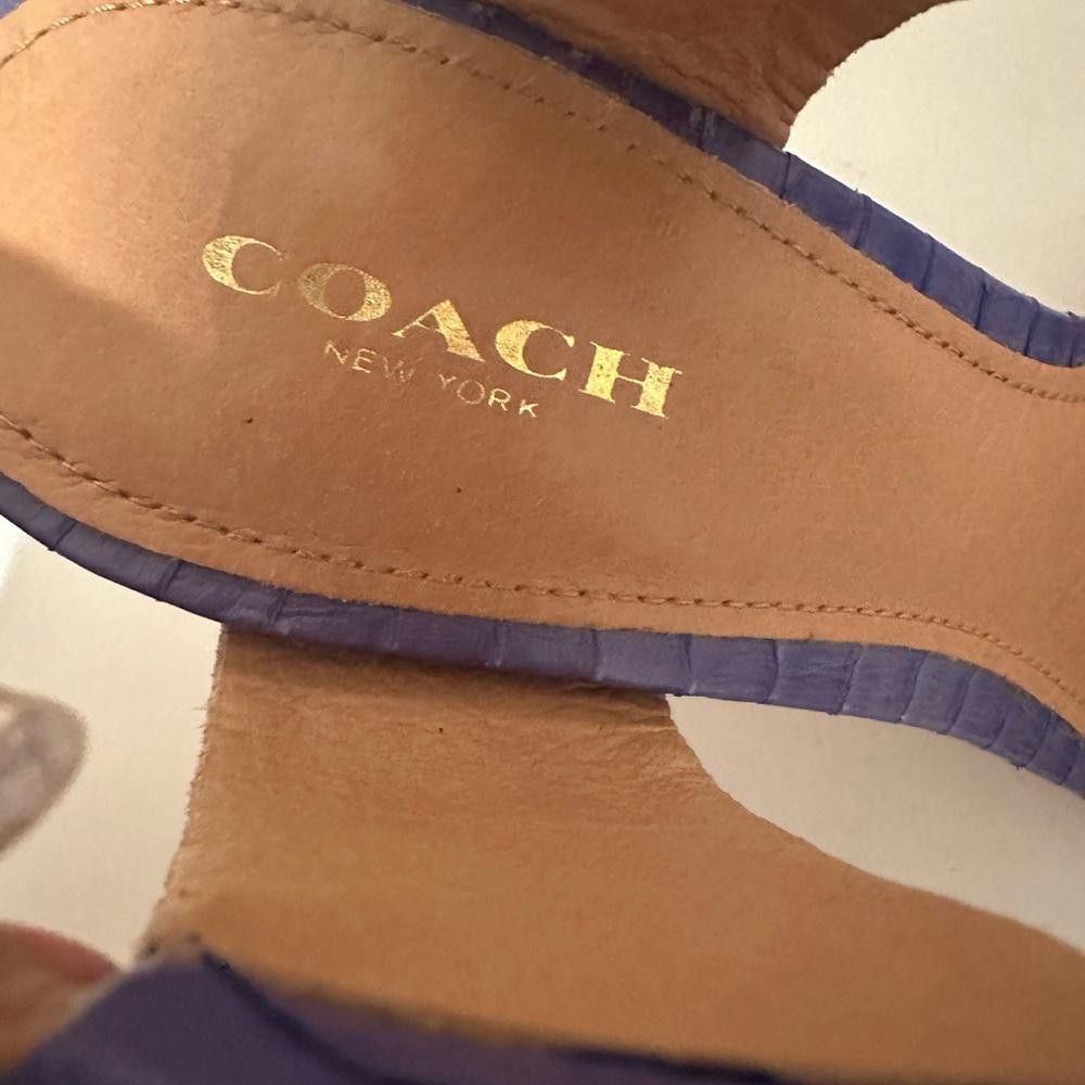 Coach COACH Lexey Snakeskin Chunky Open Toe Sandals Marine Blue 8 Size US 8 / IT 38 - 6 Thumbnail