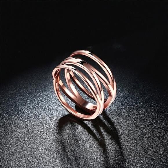 Other (Size 9) 18K Rose Gold Plated Stainless Steel Fashion Ring Size ONE SIZE - 5 Thumbnail