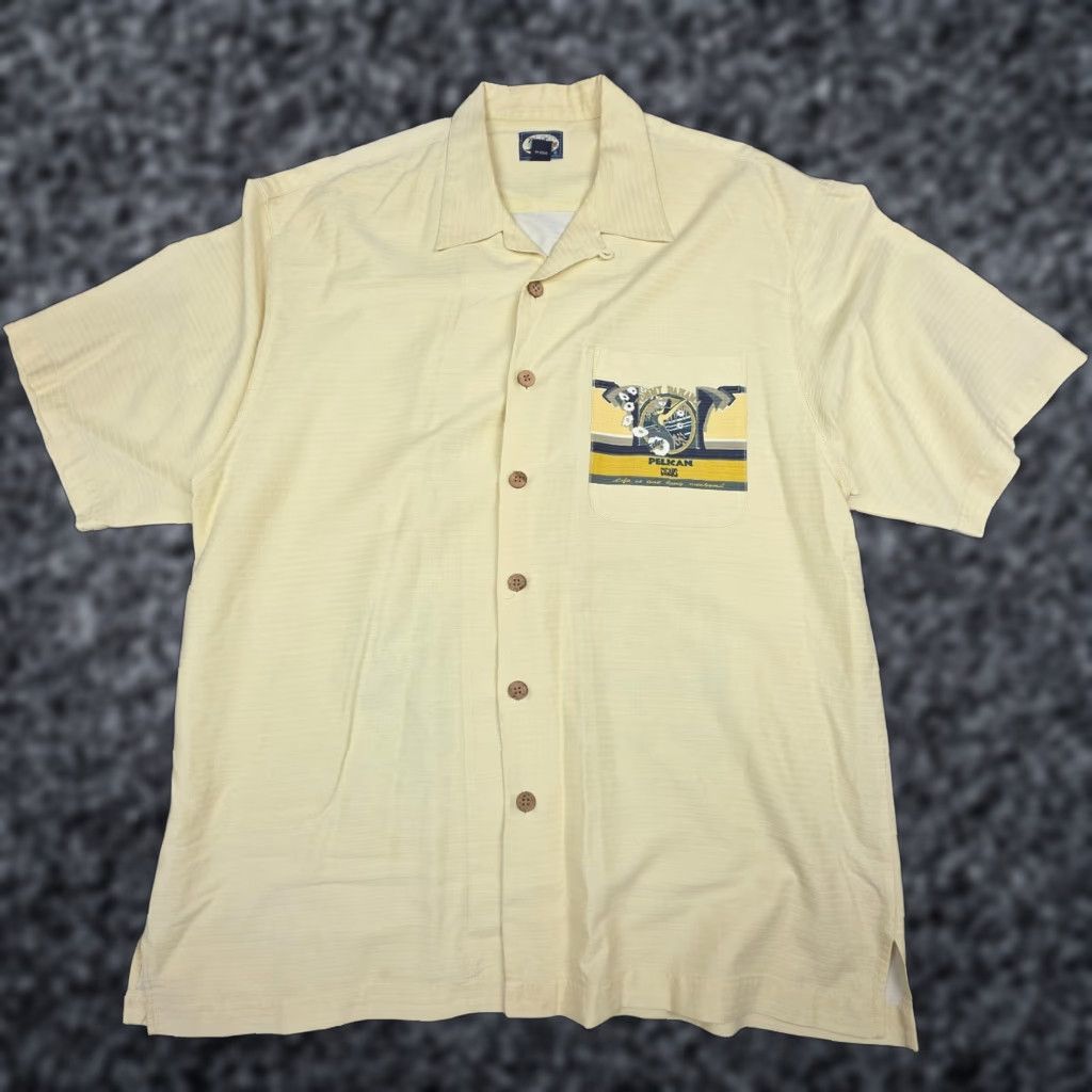 Tommy Bahama Tommy Bahama Embroidered Shirt Men's Large Yellow Button Rayon Blend *Marks Size US L / EU 52-54 / 3 - 1 Thumbnail