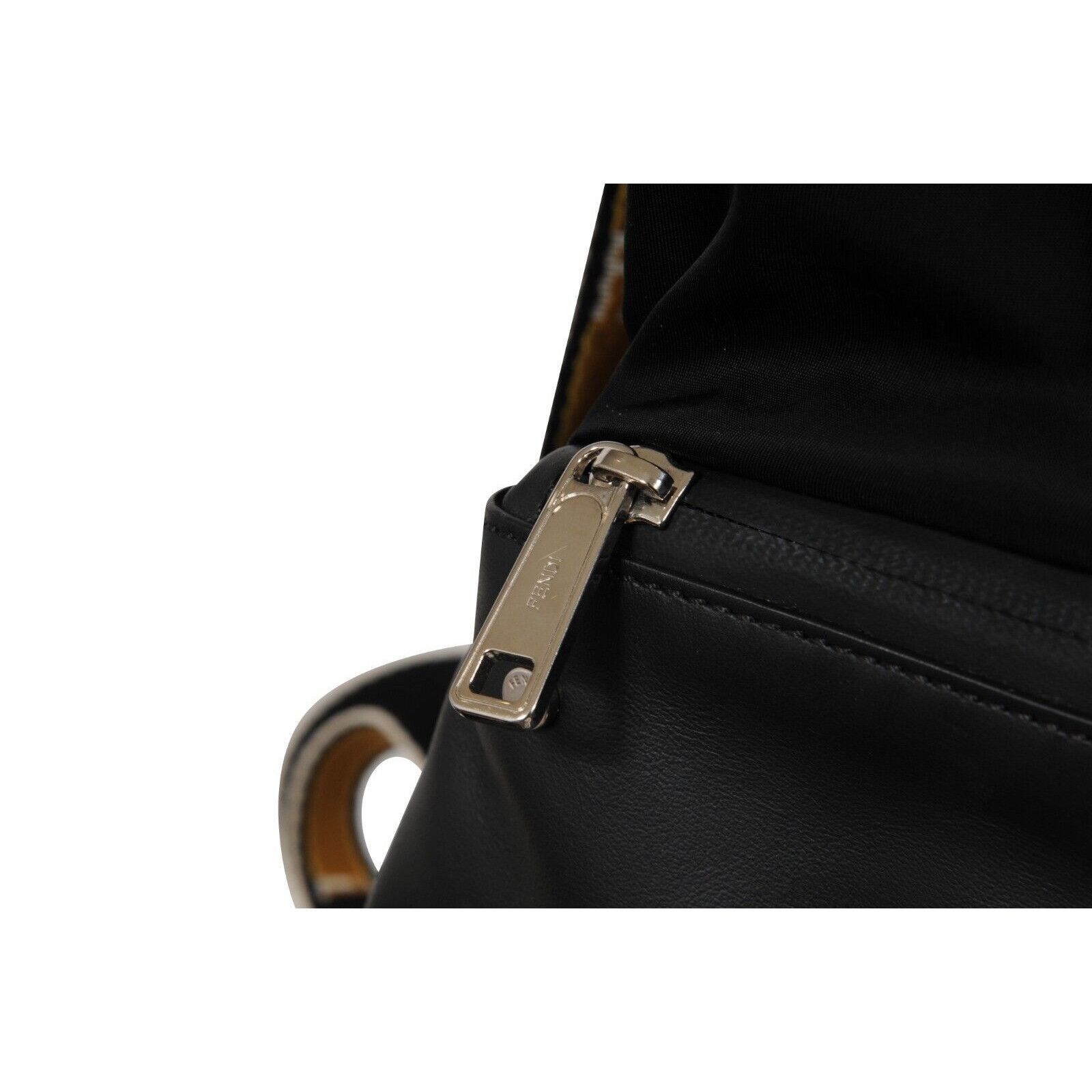 Fendi Nylon Vitello Drawstring Backpack Black Leather Size ONE SIZE - 3 Thumbnail