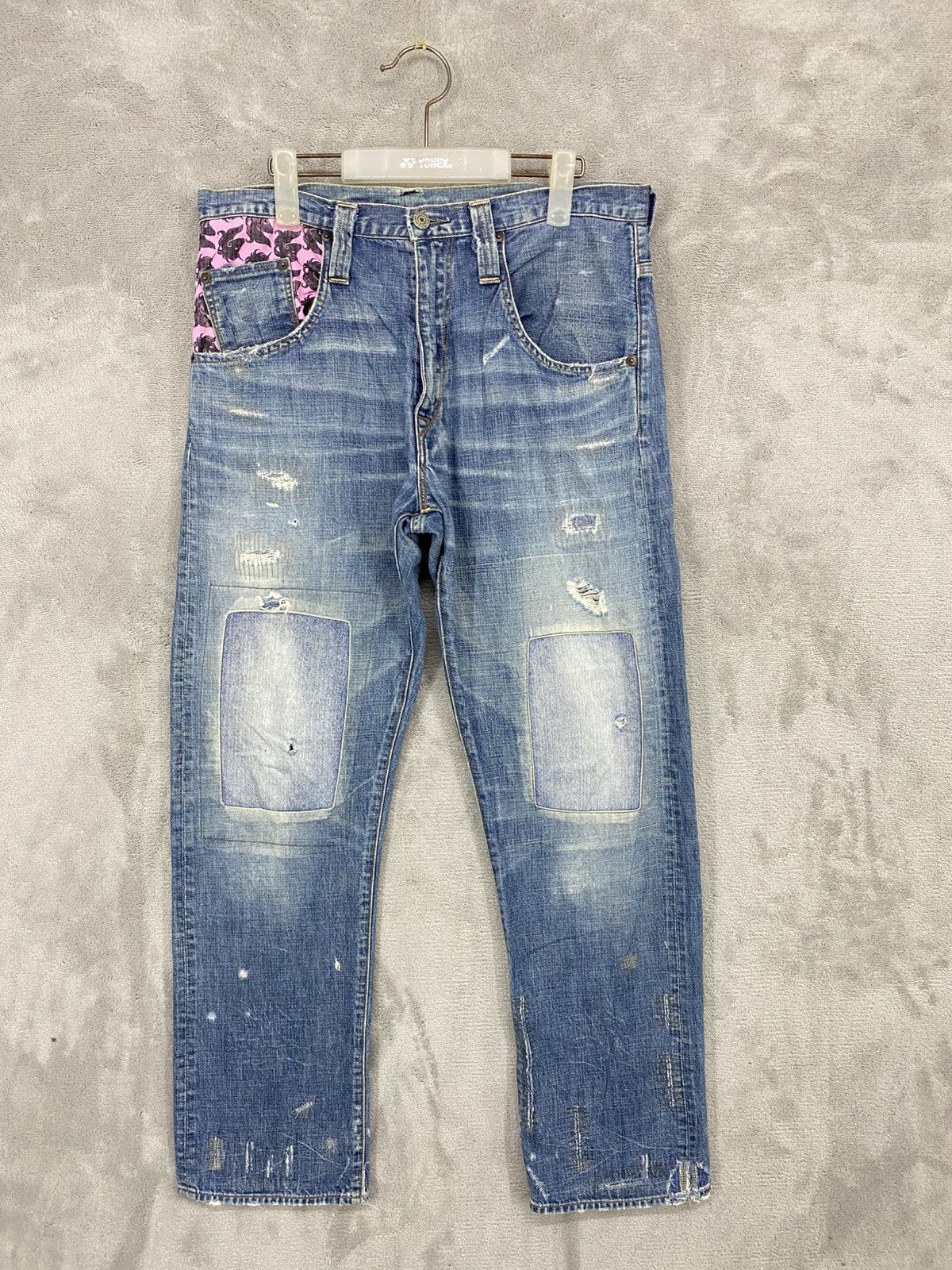 If Six Was Nine RIPPED🔥RNA SLANG DISTRESSED DENIM UNDERCOVER DESIGN JEANS Size US 32 / EU 48 - 1 Thumbnail