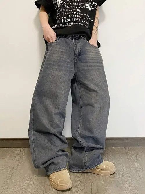Jean VIntage RETRO 90s Wide denim jeans Size US 34 / EU 50 - 4 Thumbnail