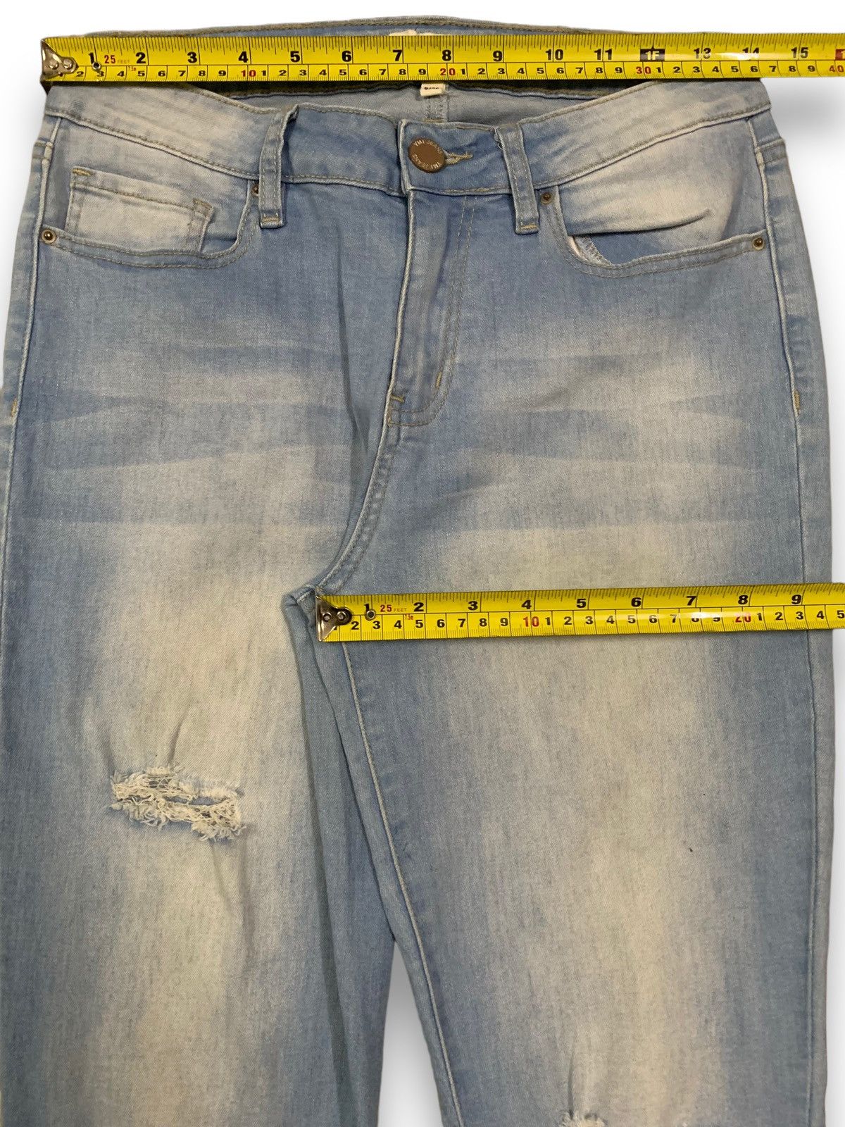 Le Grande Bleu (L.G.B.) Vintage YMI Flare Bell Bottom Frayed Leg Distressed Jeans Size 28" / US 6 / IT 42 - 14 Thumbnail