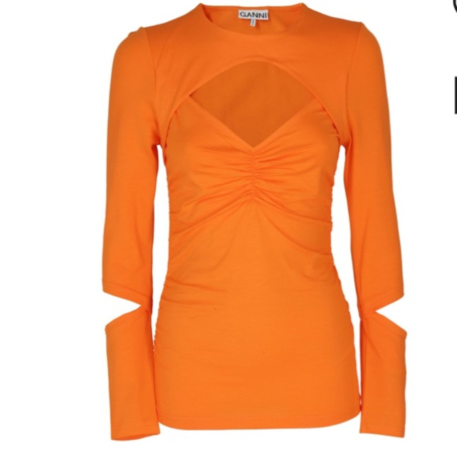 Ganni Cutout Blouse In Vibrant Orange sz 40 US 8