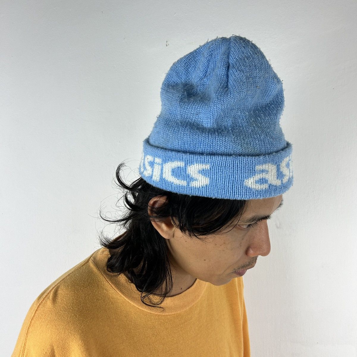 Asics × Japanese Brand × Vintage 1990s Asics - Blue Cyan Beanie Size ONE SIZE - 5 Thumbnail