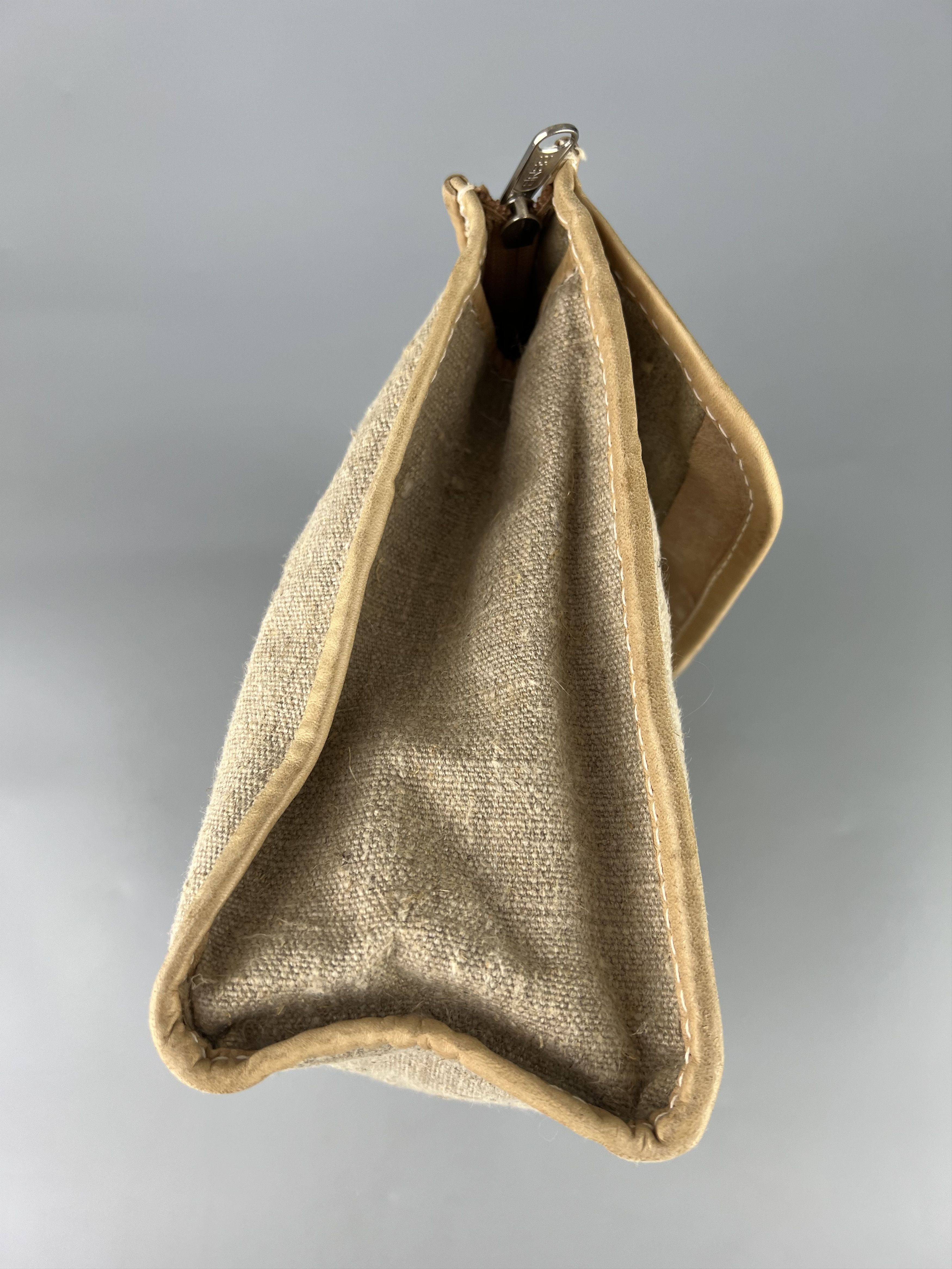 BREE × Vintage Bree Vintage Rare Beige Canvas Leather Clutch Cosmetic Bag Size ONE SIZE - 5 Thumbnail