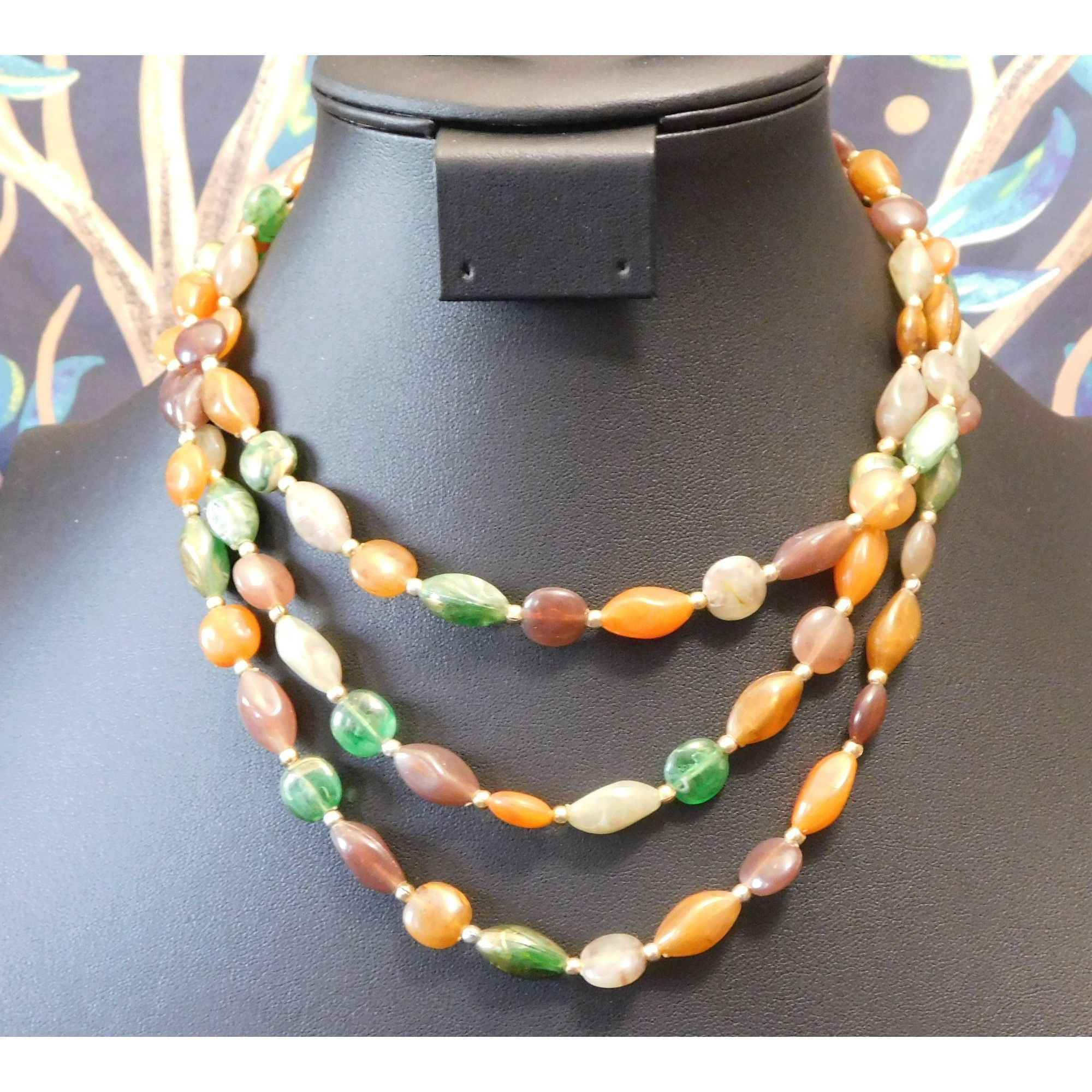 Other Vintage Earth Tone Lucite Beaded Layered Necklace Size ONE SIZE - 2 Thumbnail