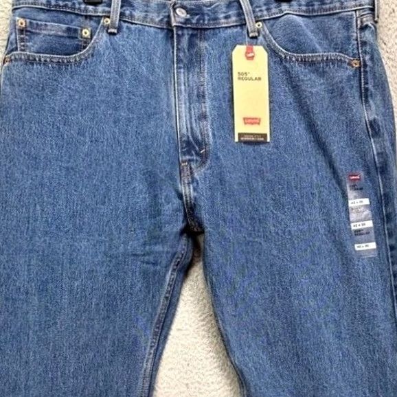 Levi's Levi's 505 Jeans Mens 42X30 Blue Regular Fit Straight Leg Denim Pants NEW Size US 42 / EU 58 - 7 Thumbnail