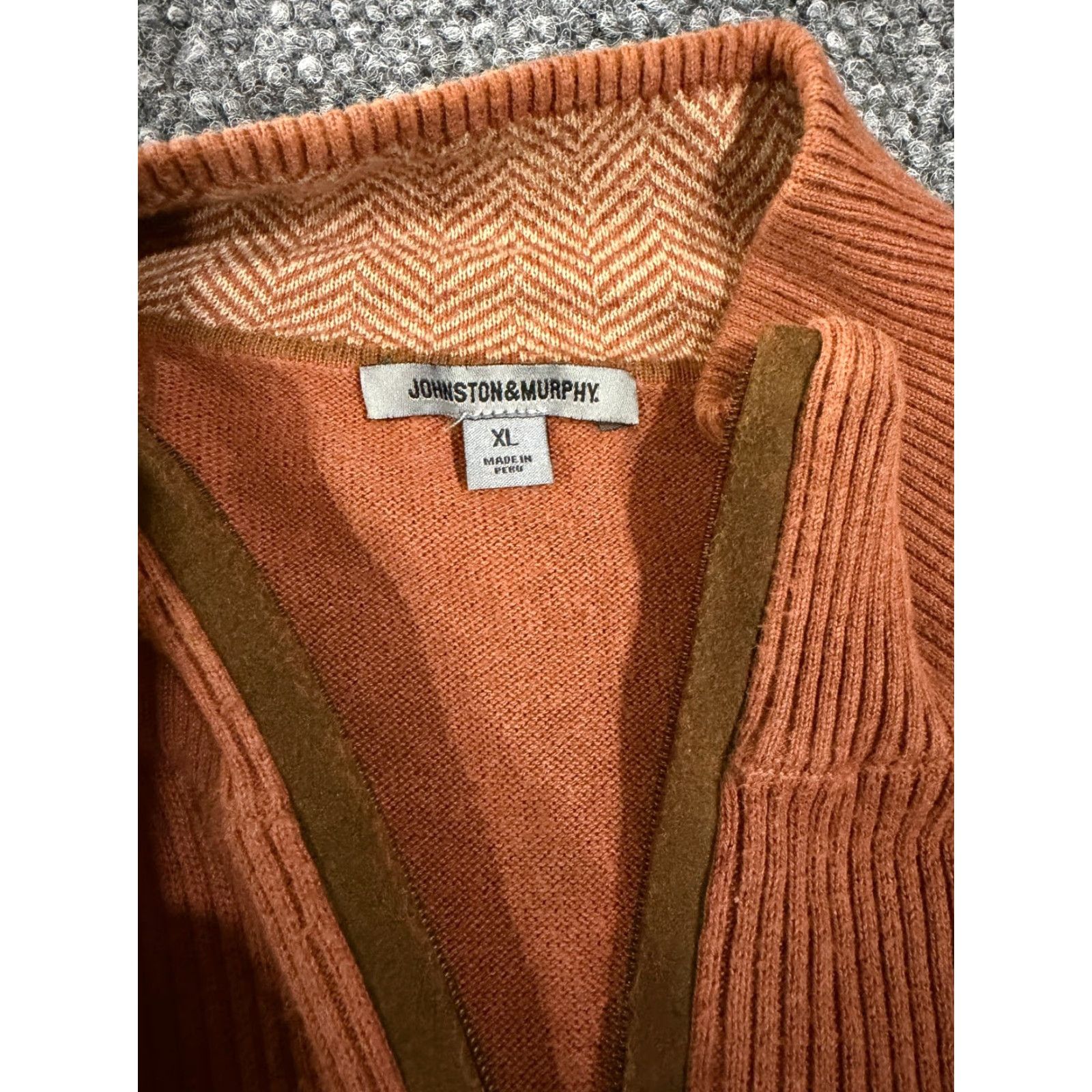 Johnston & Murphy Johnston & Murphy Sweater Vest Mens XL Orange 1/4 Zip Knit Cotton Ribbed Classic Vest Winter Casual Mens XL Orange Knit Vest 1/4 Zip Size US XL / EU 56 / 4 - 5 Thumbnail