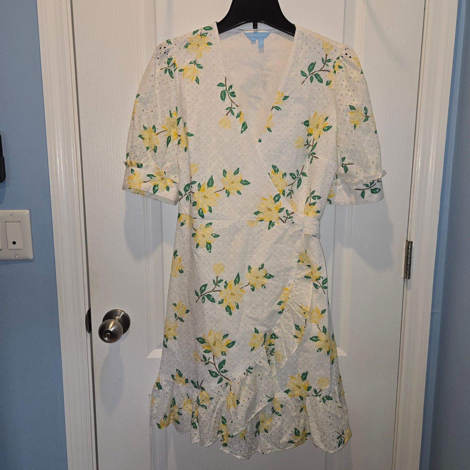 Draper James Reba Wrap Dress Floral Eyelet Magnolia sz