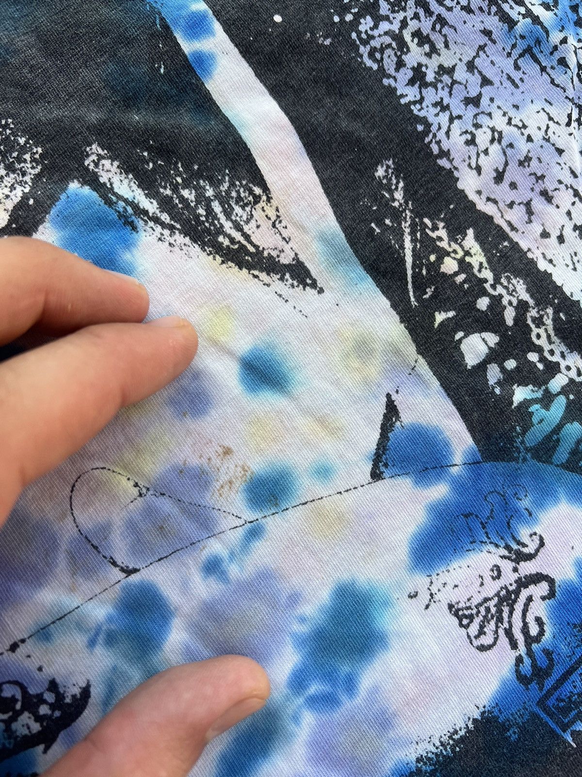 Band Tees × Vintage Vintage 90s Janis Joplin Tie Dye Blue Liquid Shirt XL Size US XL / EU 56 / 4 - 5 Thumbnail