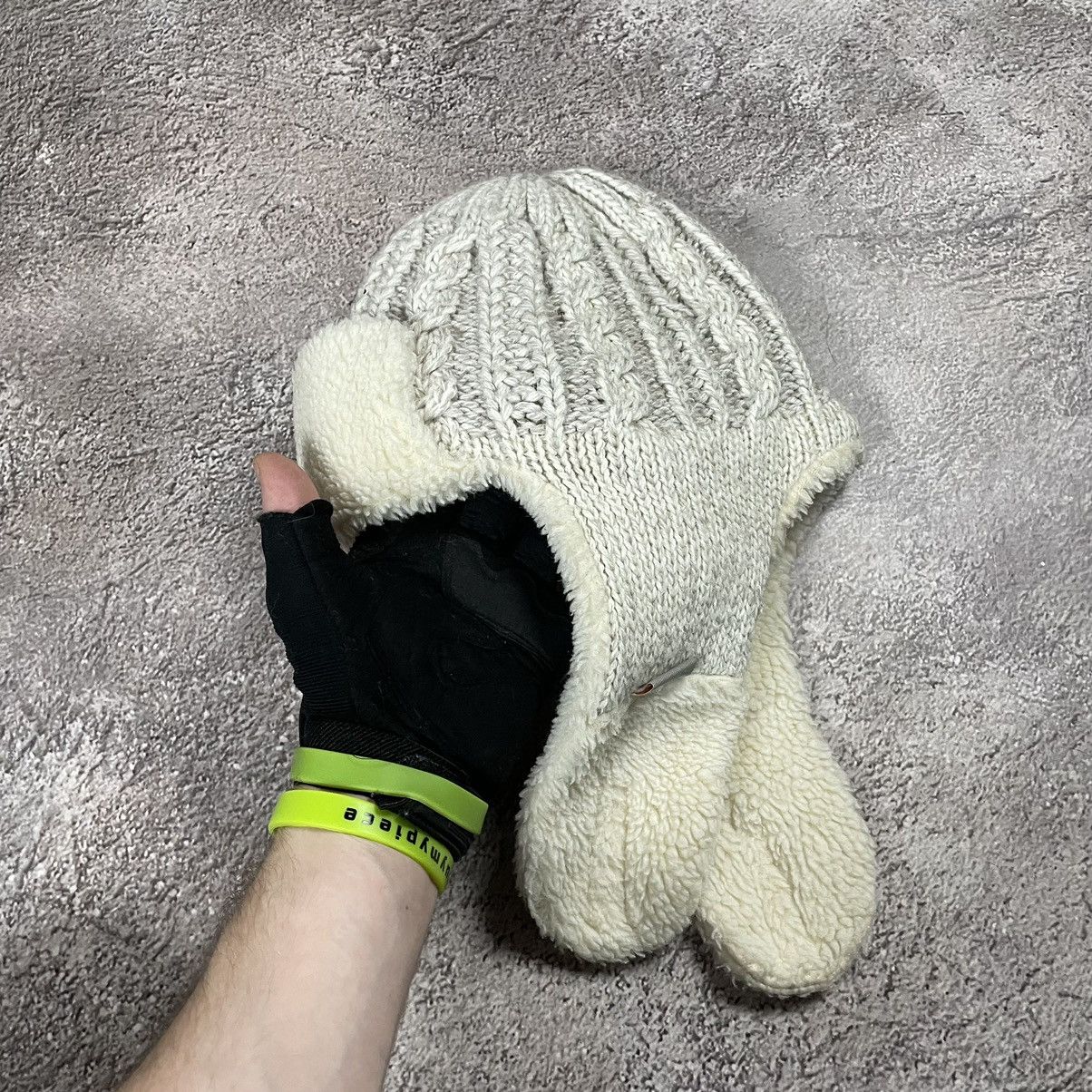 Vintage Vintage 90s Mohair Knit Beanie Cream Faux Fur Pom Relaxed OS Size ONE SIZE - 1 Thumbnail