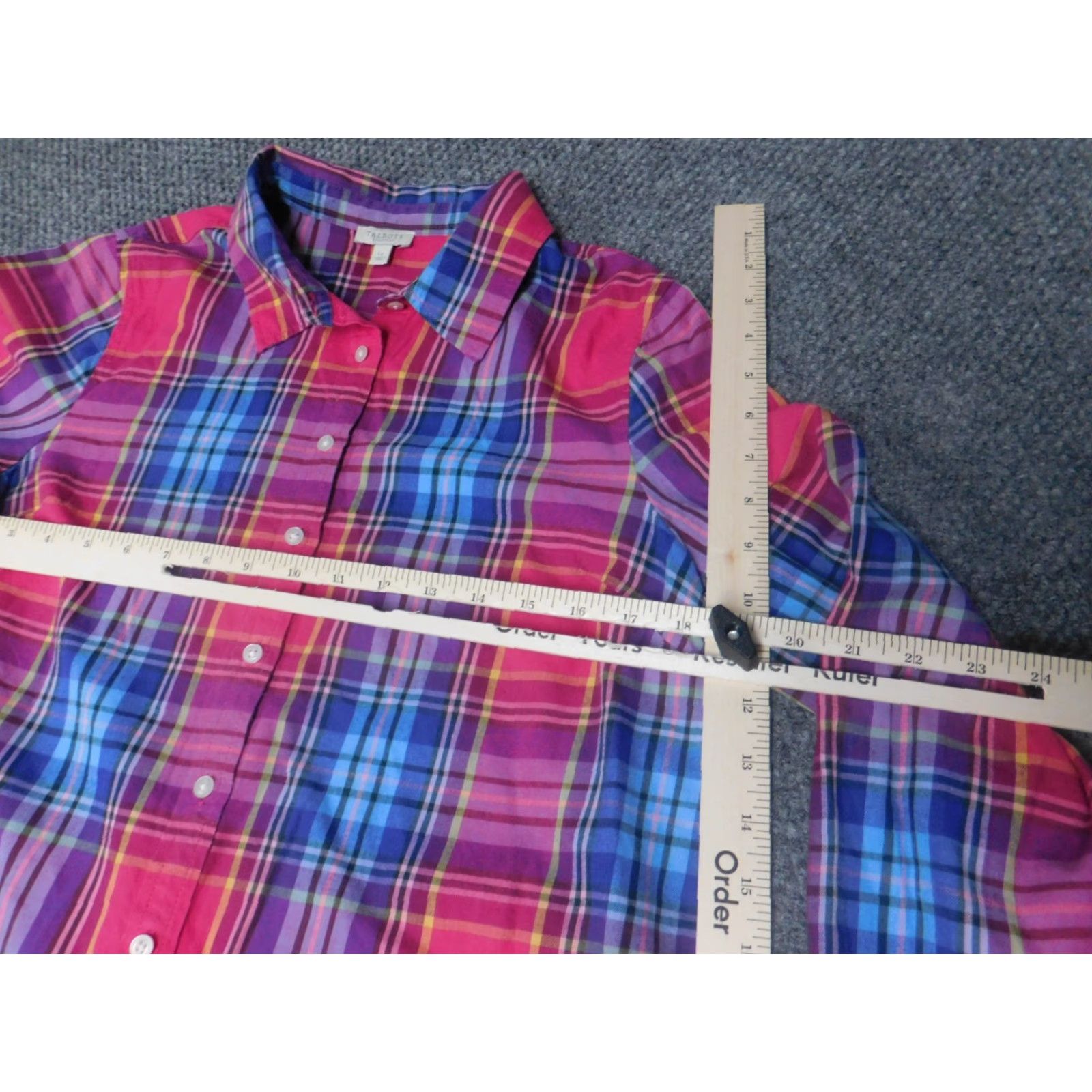 Talbots Talbots Womens Button-Up Blouse LP Petites Red Solid Knit Cotton Classic Fitted Sleeve Button-Up Casual Womens Size PL Size L / US 10 / IT 46 - 5 Thumbnail