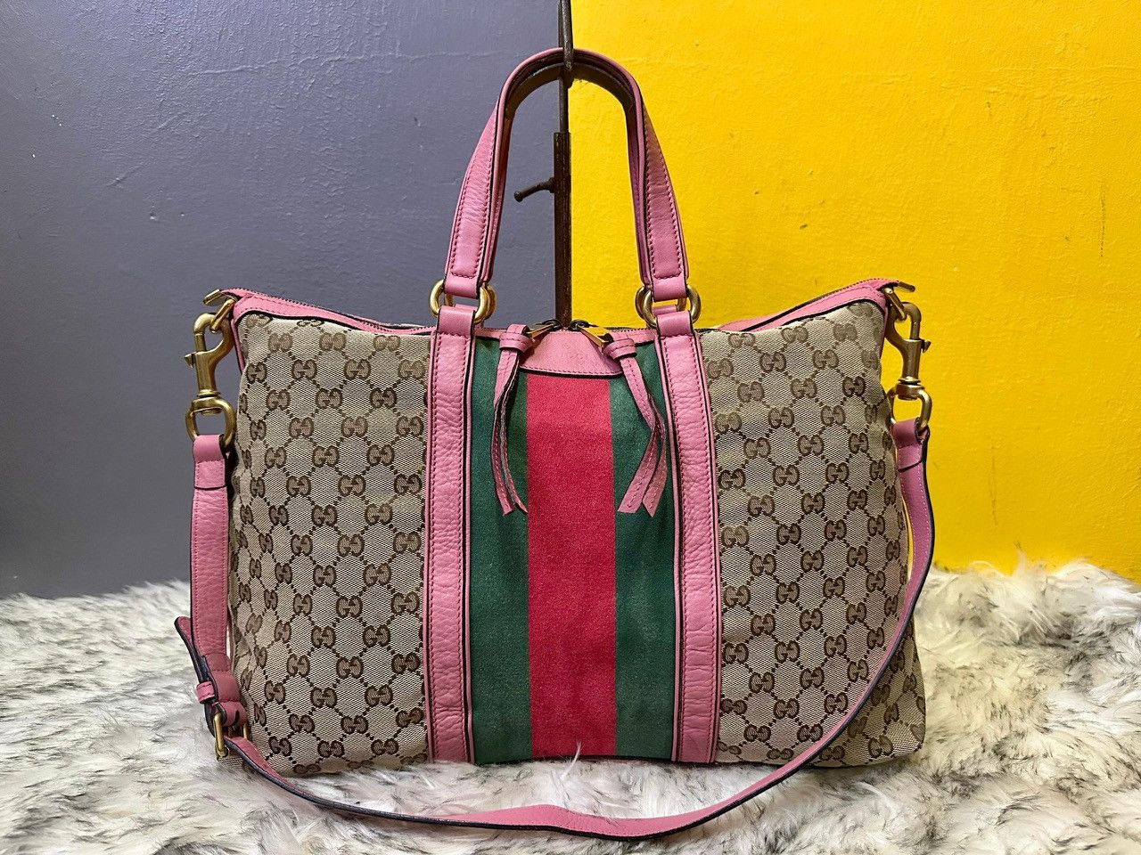 Gucci Authentic Gucci Monogram GG Canvas Web Rania Large Tote Size ONE SIZE - 1 Thumbnail