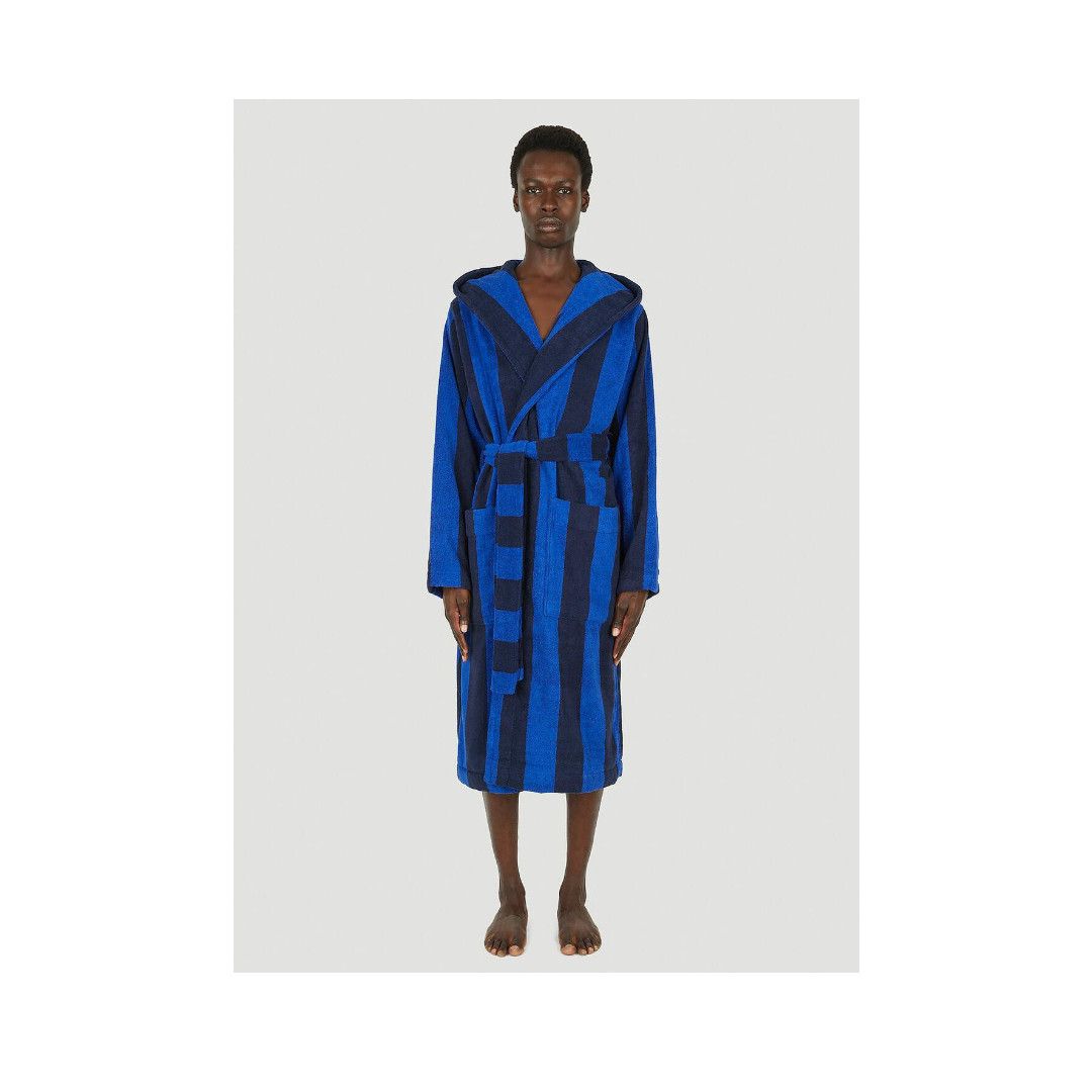 Tekla o1mle0325 Unisex Hooded Bathrobe in Navy Blockstripes Size US XL / EU 56 / 4 - 1 Thumbnail