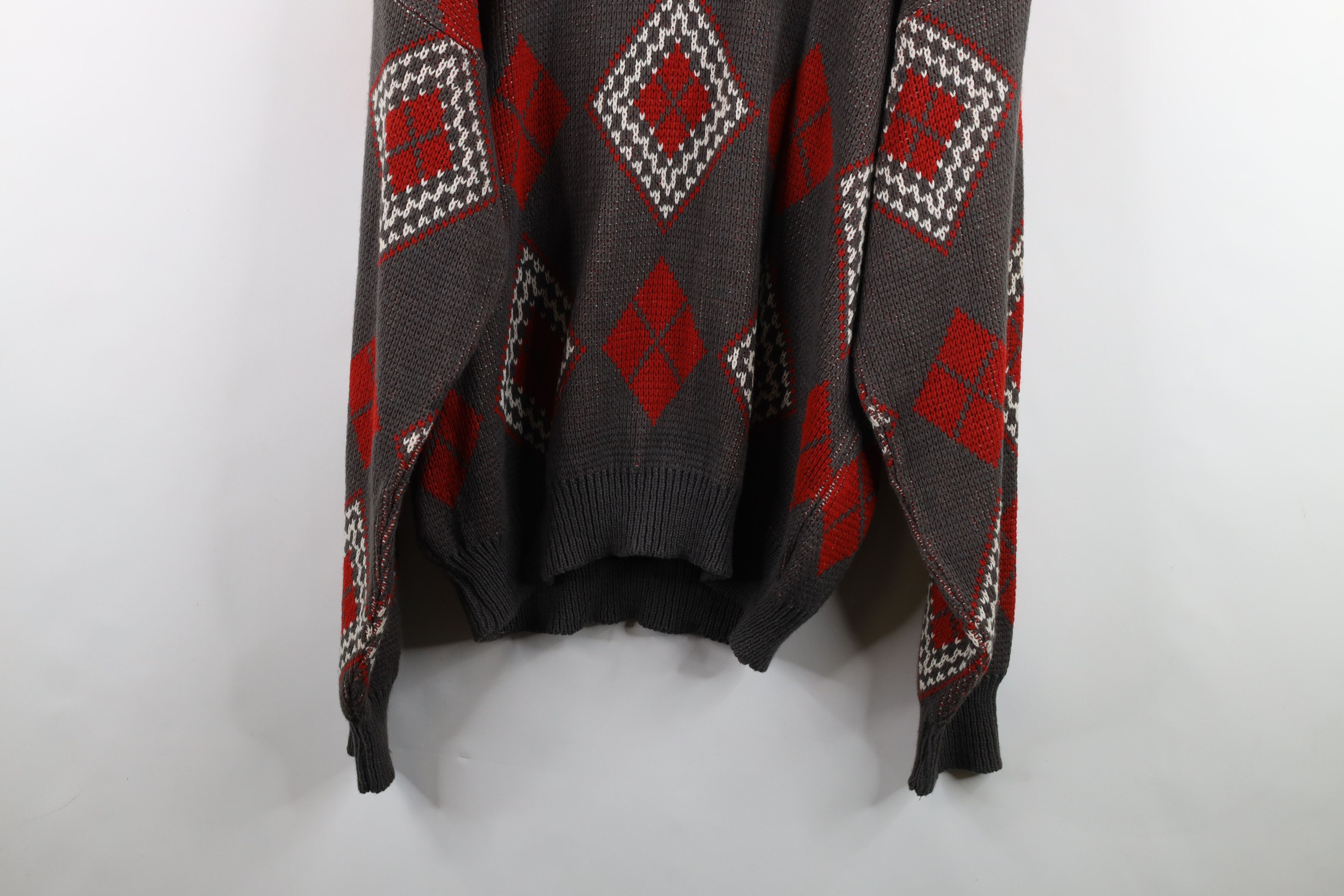 Vintage Vintage 90s Streetwear Diamond Chunky Ribbed Knit Sweater Size US XL / EU 56 / 4 - 10 Thumbnail