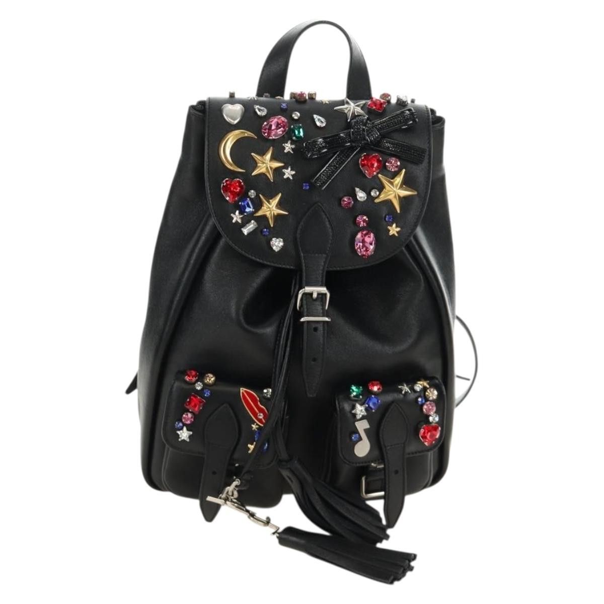 Saint Laurent Paris SAINT LAURENT Backpack Leather Black Silver Auth 185905SM - Size ONE SIZE - 13 Thumbnail