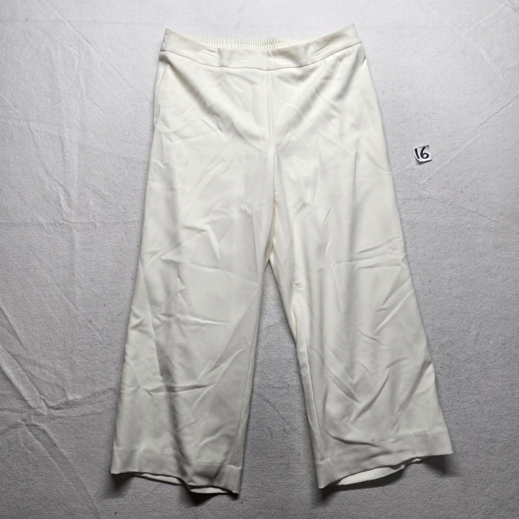 Coldwater Creek VINTAGE Coldwater Creek Pants Wide Leg Adult Regular L Ivory Solid Knit Polyester Cotton Pull On 30 In Inseam Summer Spring Fall Athleisure Womens Size 36" / US 14 / IT 50 - 2 Thumbnail