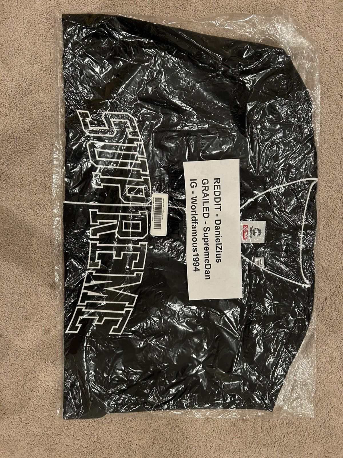 Supreme × Timberland Supreme x Timberland Baseball Jersey 'Black' Size US L / EU 52-54 / 3 - 3 Thumbnail