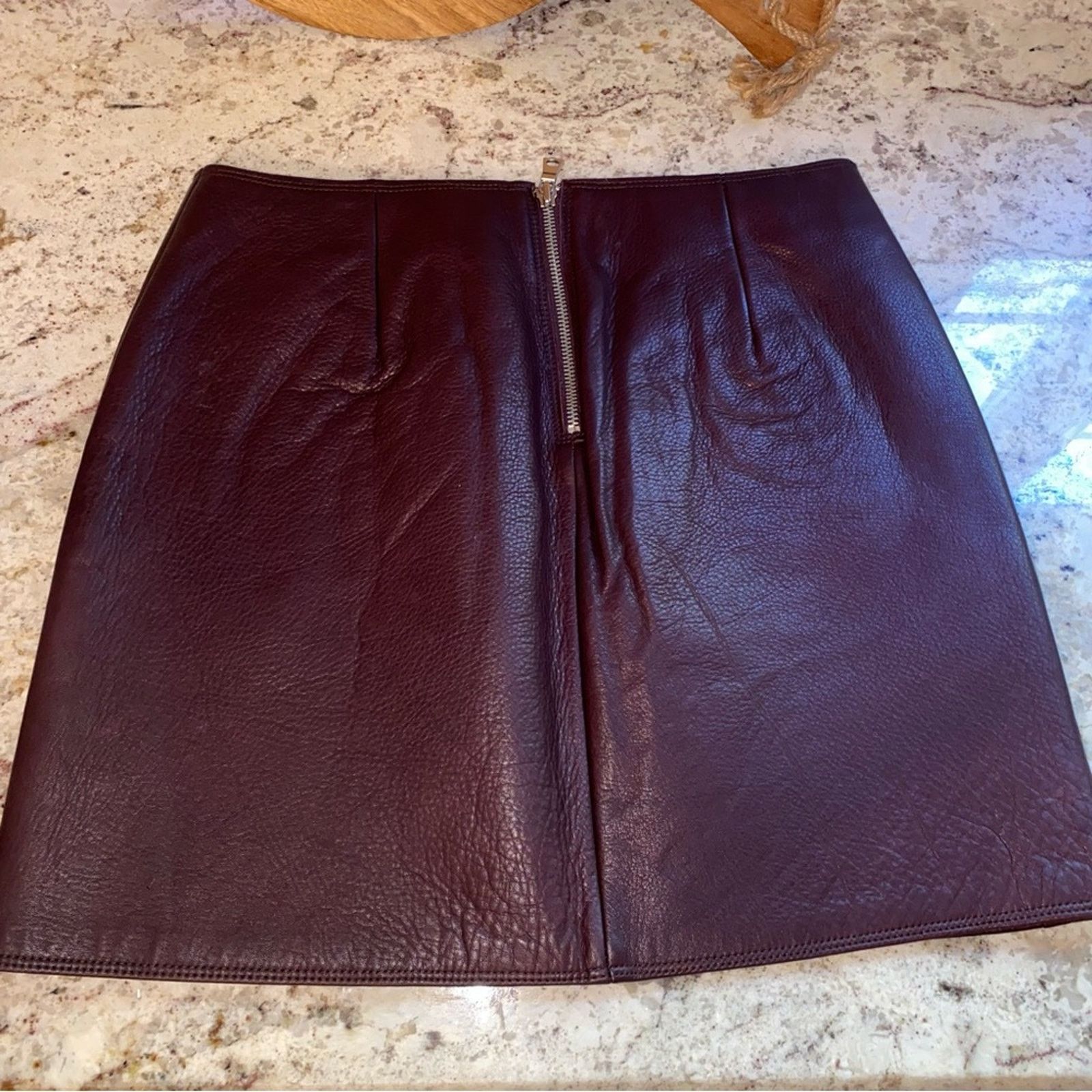 Gap New $200 GAP Oxblood Leather Zip Pocket Mini sz 0 NWT Size 25" / US 0 / IT 36 - 6 Thumbnail