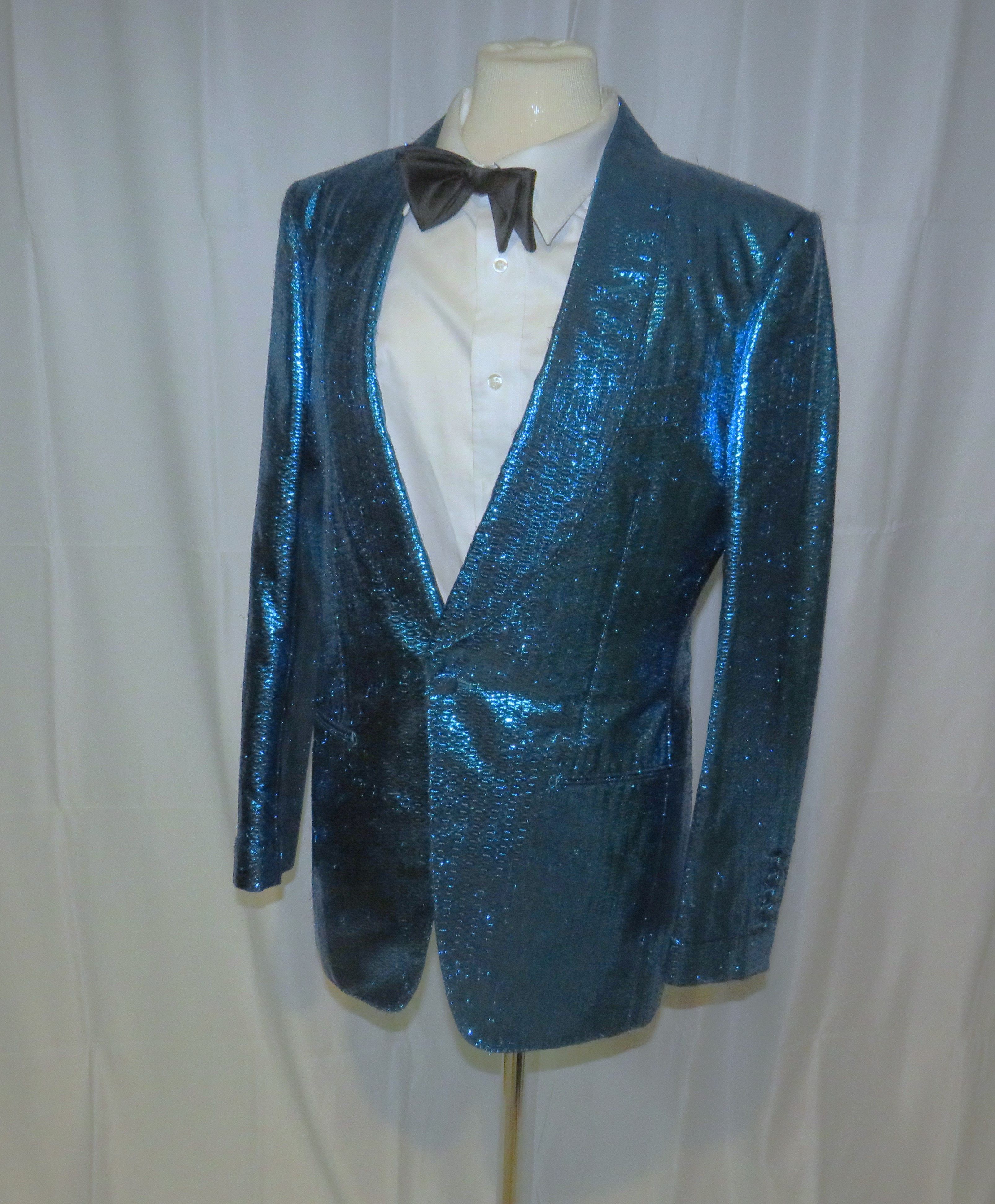 Tom Ford Base V Turquoise Sequined One Button Dinner Jacket 36R NWT Size 36R - 6 Thumbnail