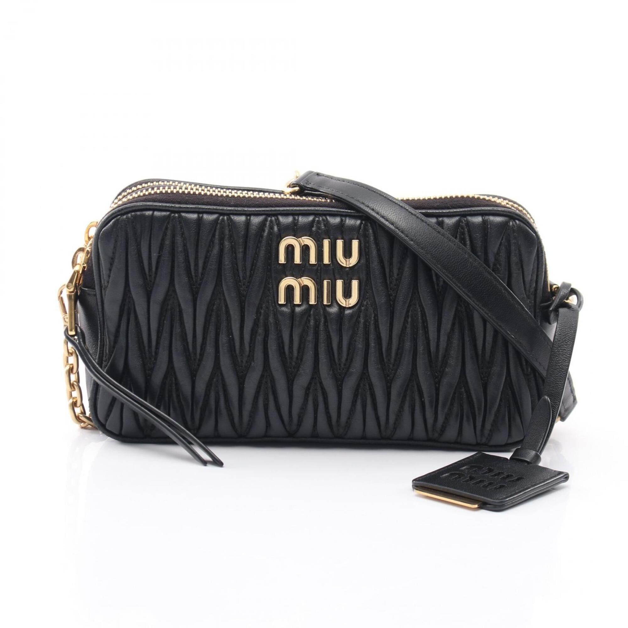 Miu Miu Miu Miu Miu Matelassé Mini Shoulder Bag Handbag Leather Women's Black Size ONE SIZE - 1 Thumbnail