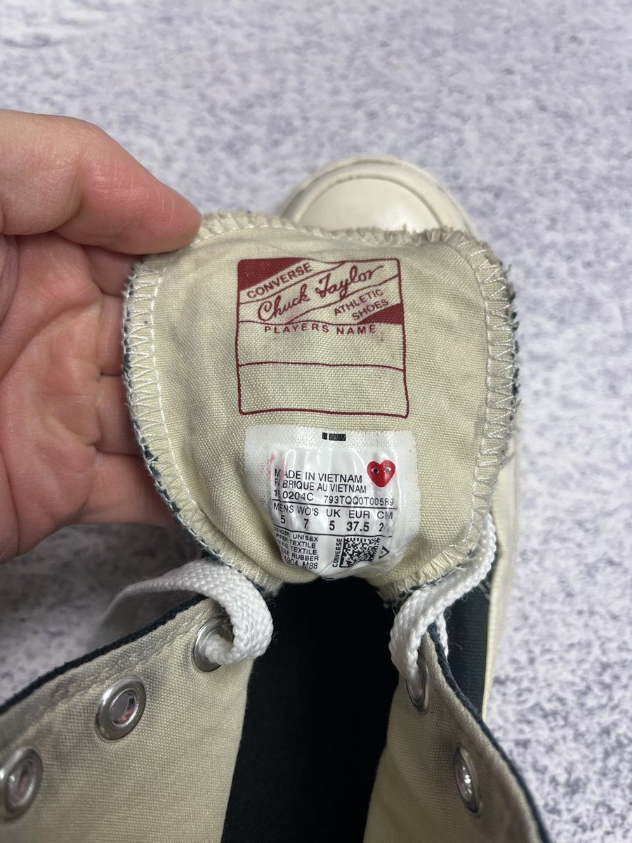 Comme des Garcons × Comme des Garcons PLAY × Converse Comme Des Garcons x Converse Black Hi-Top Hearth Sneakers Size US 7 / IT 37 - 14 Thumbnail