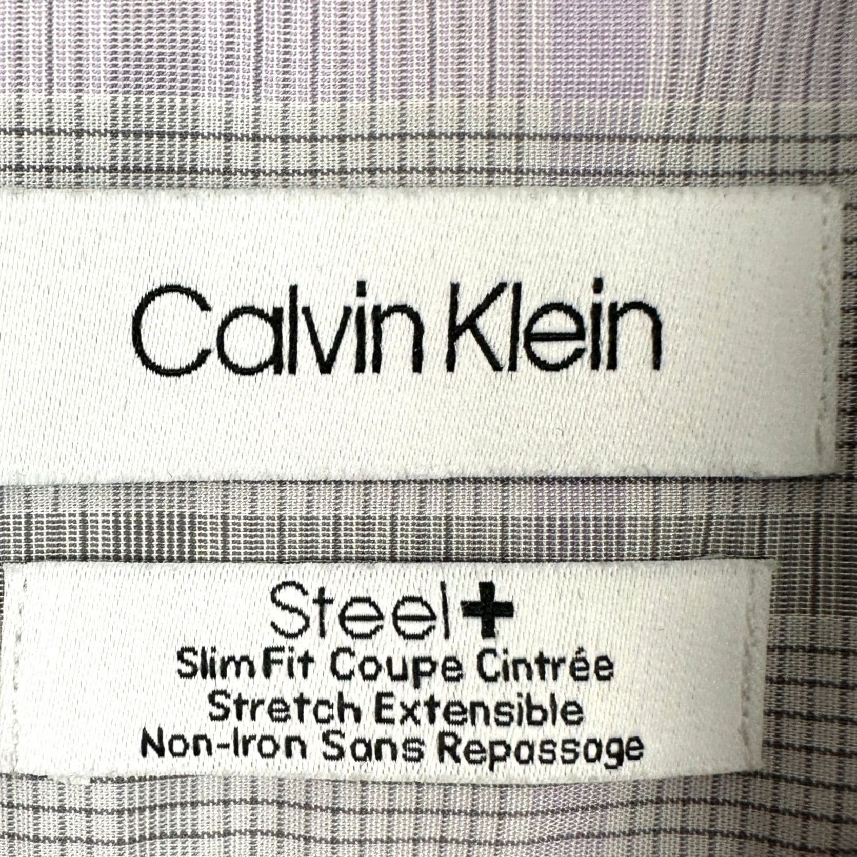 Calvin Klein Calvin Klein Shirt Dress Mens 16.5 32-33 Black Purple Plaid Slim Fit Button-Down Collar 96% Cotton 4% Spandex Breastmens Preppy Shirt Dress Mens Size 46R - 4 Thumbnail