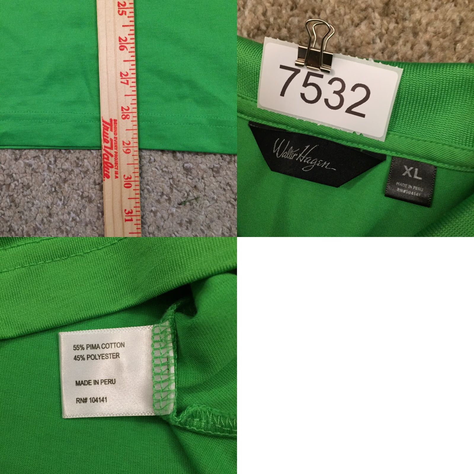 Vintage Walter Hagen Polo Shirt Mens XL Solid Green Short Sleeve Cotton Blend Polo Shirt Green XL Mens Size US XL / EU 56 / 4 - 8 Thumbnail