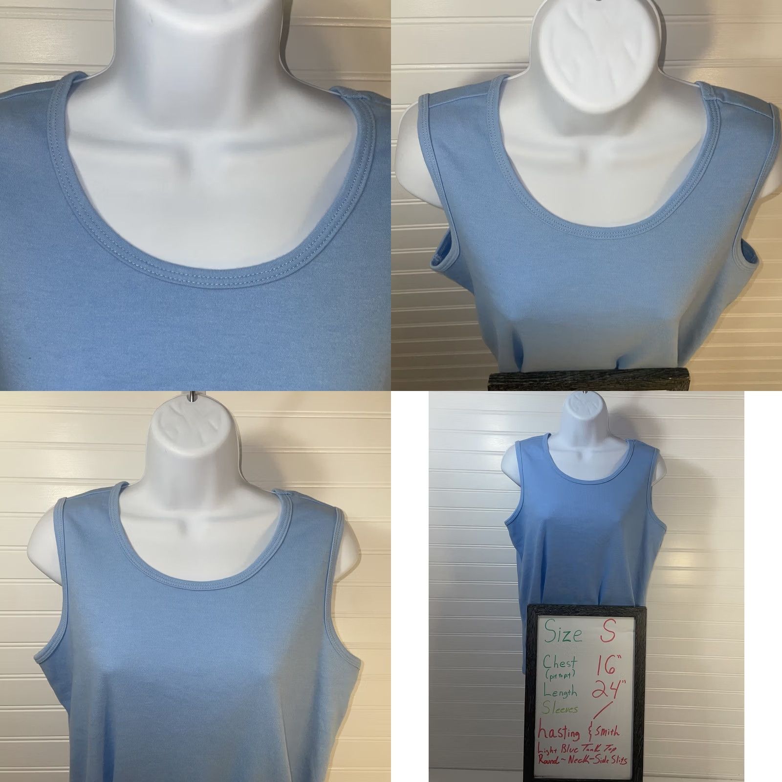 Vintage Hasting & Smith Tank Top Shirt Women Small Light Blue Round Neck Sleeveless Size S / US 4 / IT 40 - 9 Thumbnail