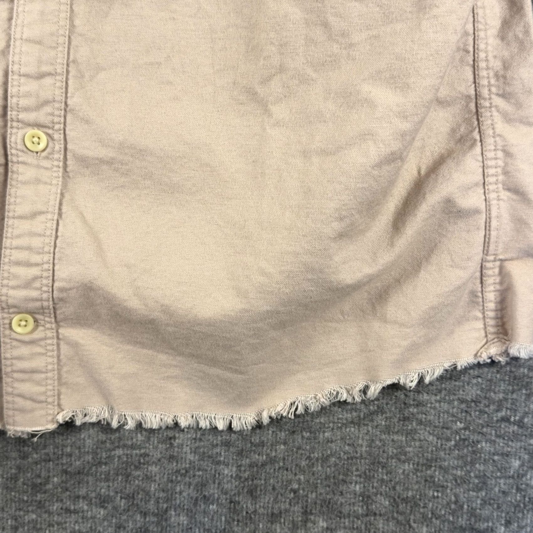 Allsaints AllSaints Shirt Mens Large Beige Solid Long Sleeve Button Up Raw Hem Casual Size US L / EU 52-54 / 3 - 4 Thumbnail