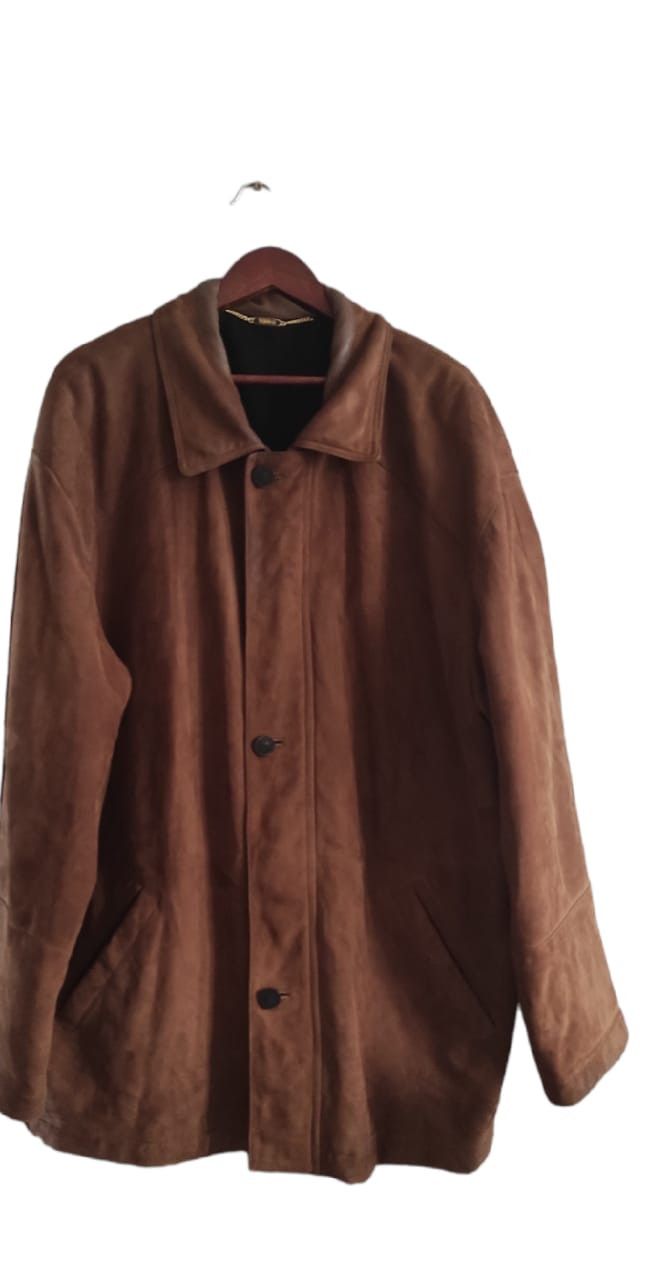 Image of Leather Jacket x Torras Leather Suede Mens Jacket Coat Made In Spain Size 60 in Brown