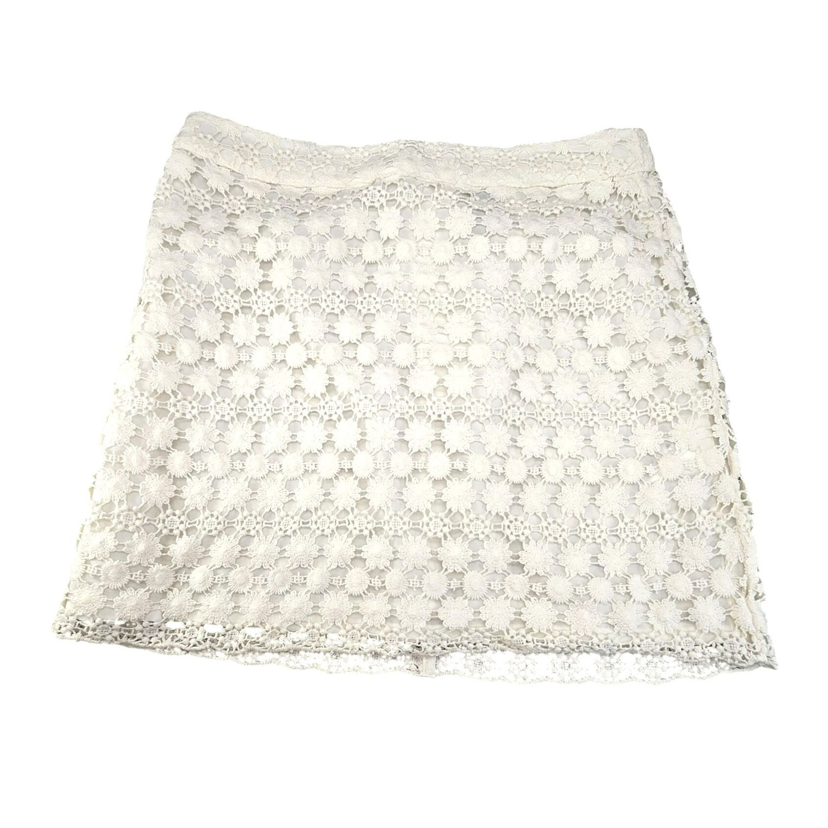 H&M White Lace Mini Skirt By H&M Divided Size 2 Floral Crochet W Size 26" / US 2 / IT 38 - 3 Thumbnail