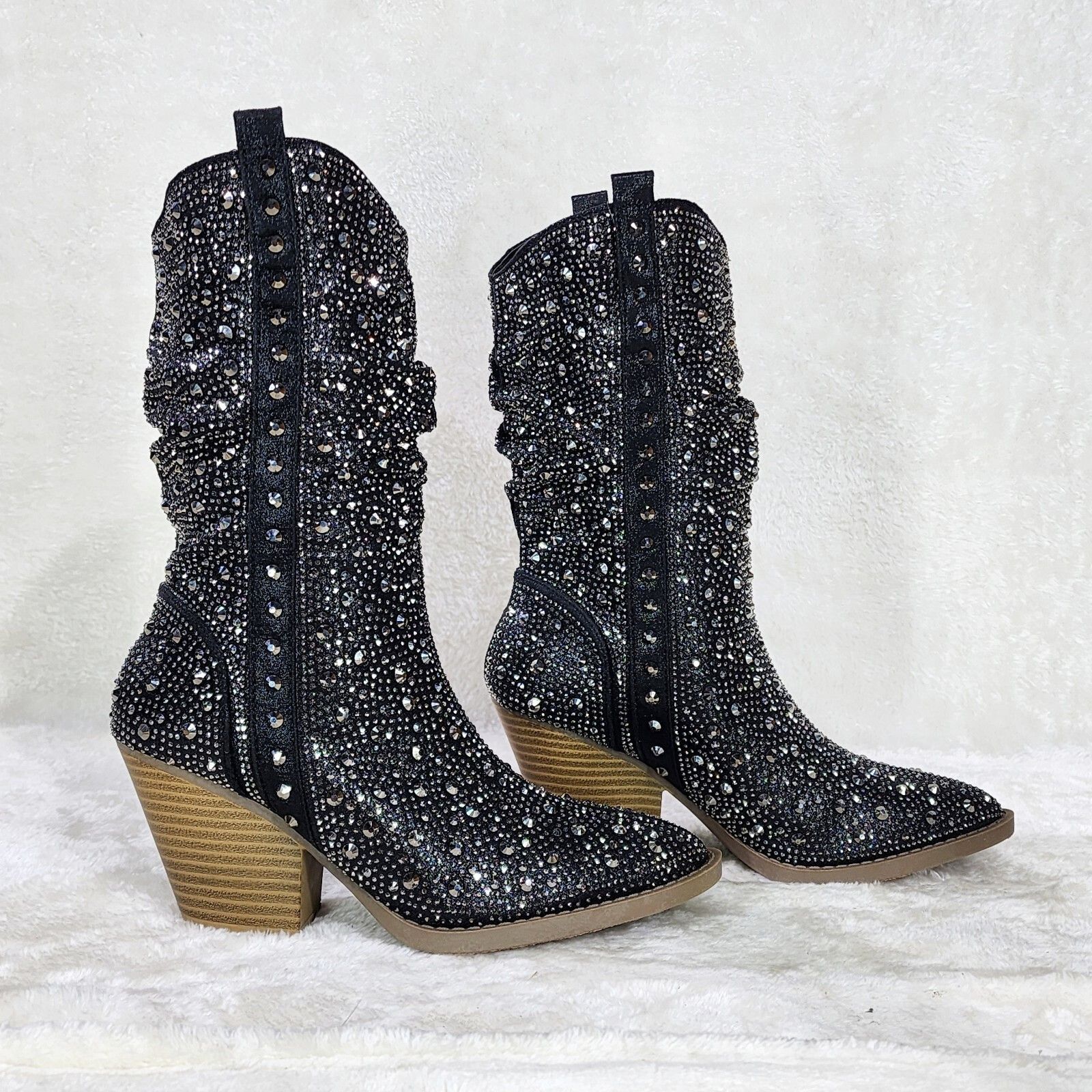 Other Angel Riders Rhinestones Country Glam Western Cowgirl Slouch Size US 7.5 / IT 37.5 - 5 Thumbnail
