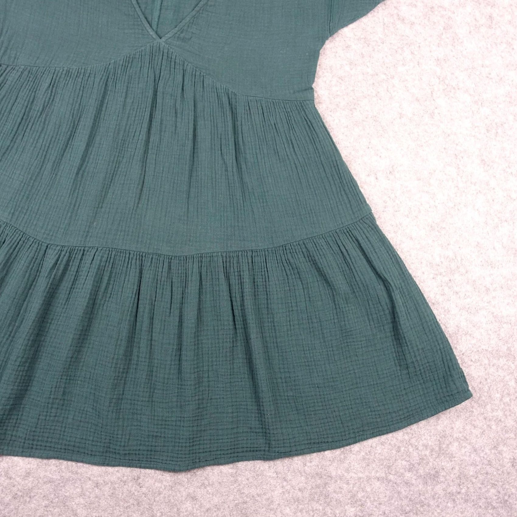 Madewell Madewell Dress Womens Medium Green V Neck Tiered Gauze Flutter Sleeve Boho Shirt Dress Size M / US 6-8 / IT 42-44 - 6 Thumbnail