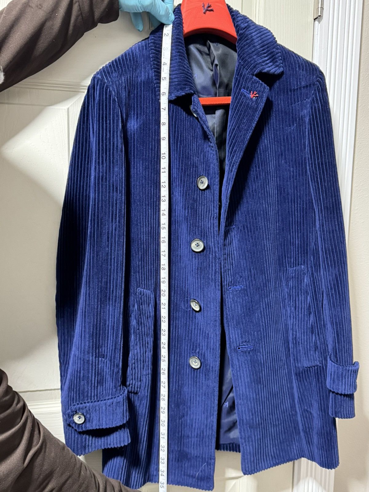 Isaia Napolii Isaia Napoli Men’s Blue Corduroy Overcoat Size US M / EU 48-50 / 2 - 13 Thumbnail