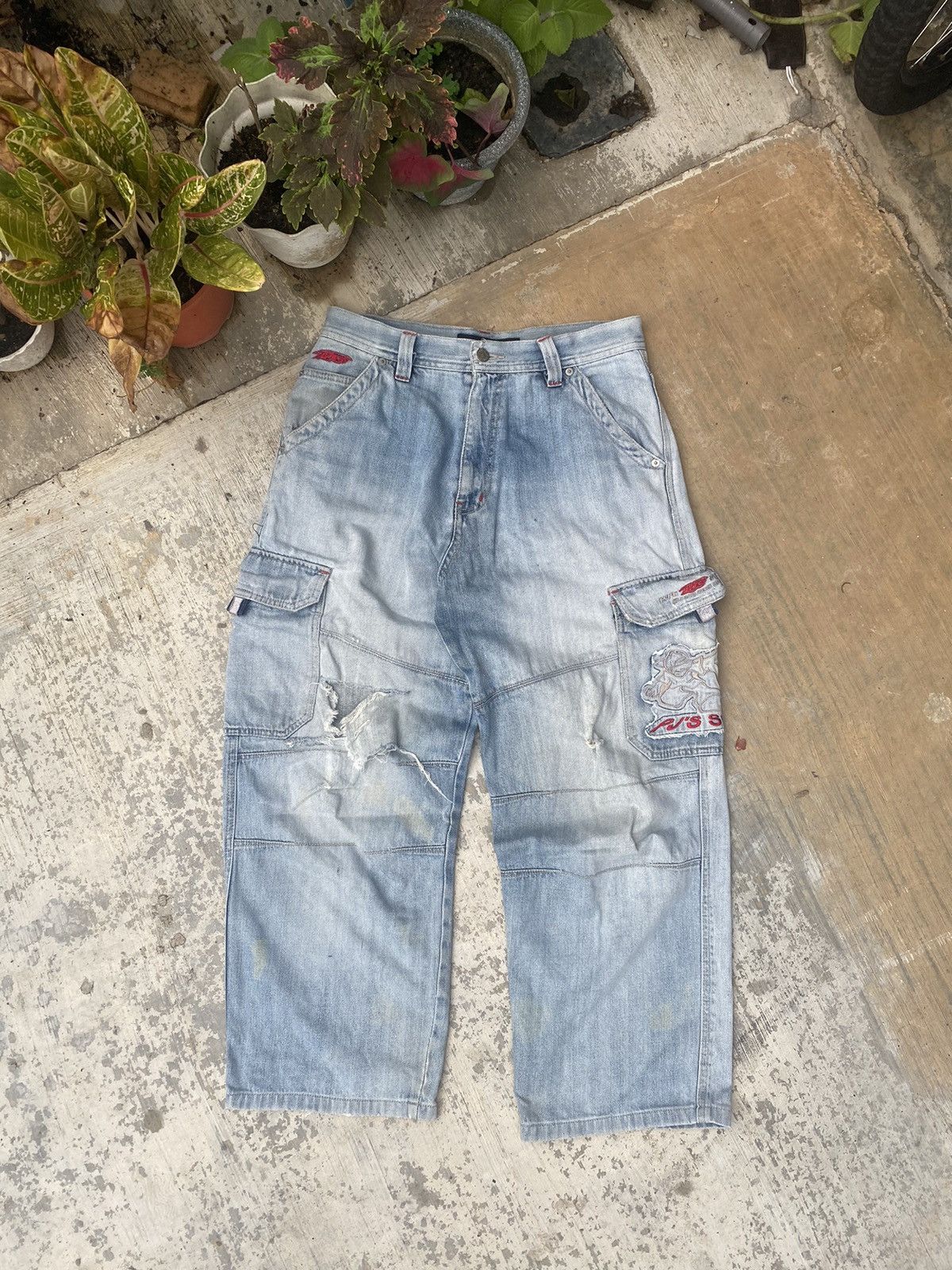 Vintage Vintage Y2k Pj’s Surf Baggy Wide Leg Cargo Denim Size US 31 - 1 Thumbnail