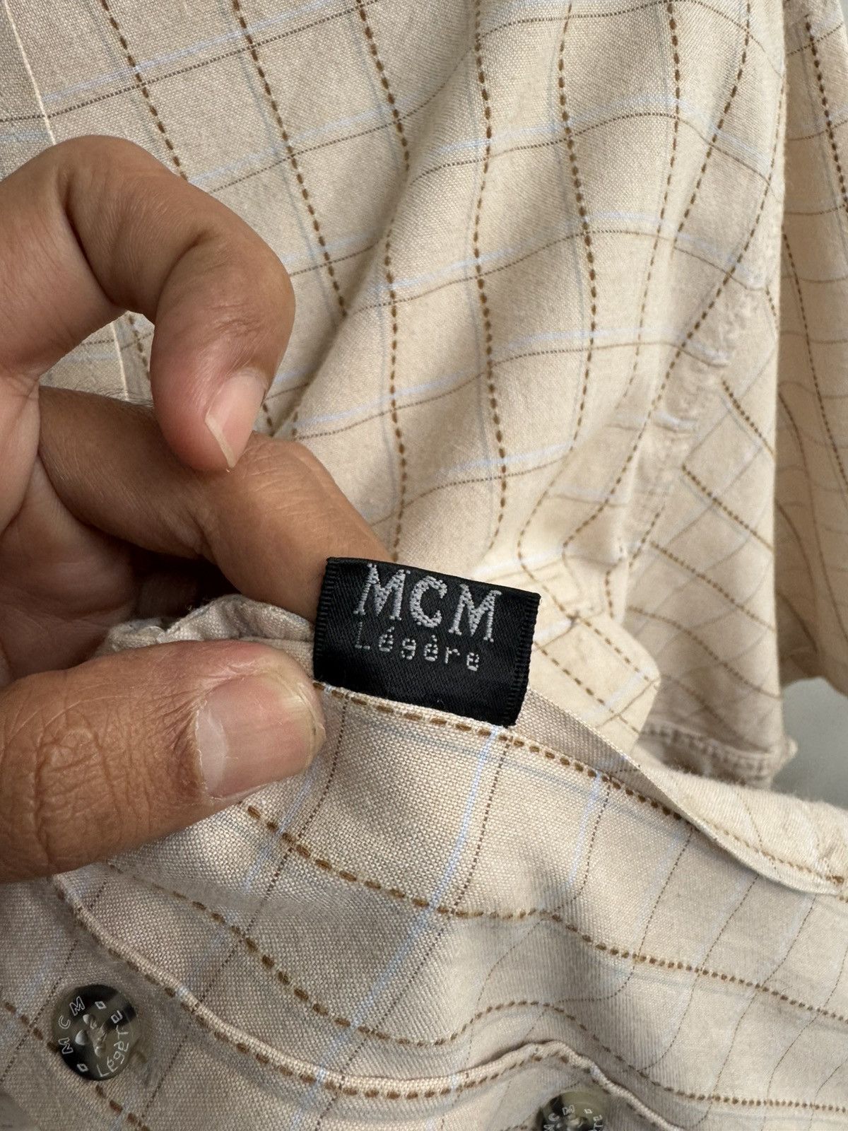 MCM VINTAGE MCM LEGERE SQUARE MOTIF SHIRT Size US L / EU 52-54 / 3 - 5 Thumbnail