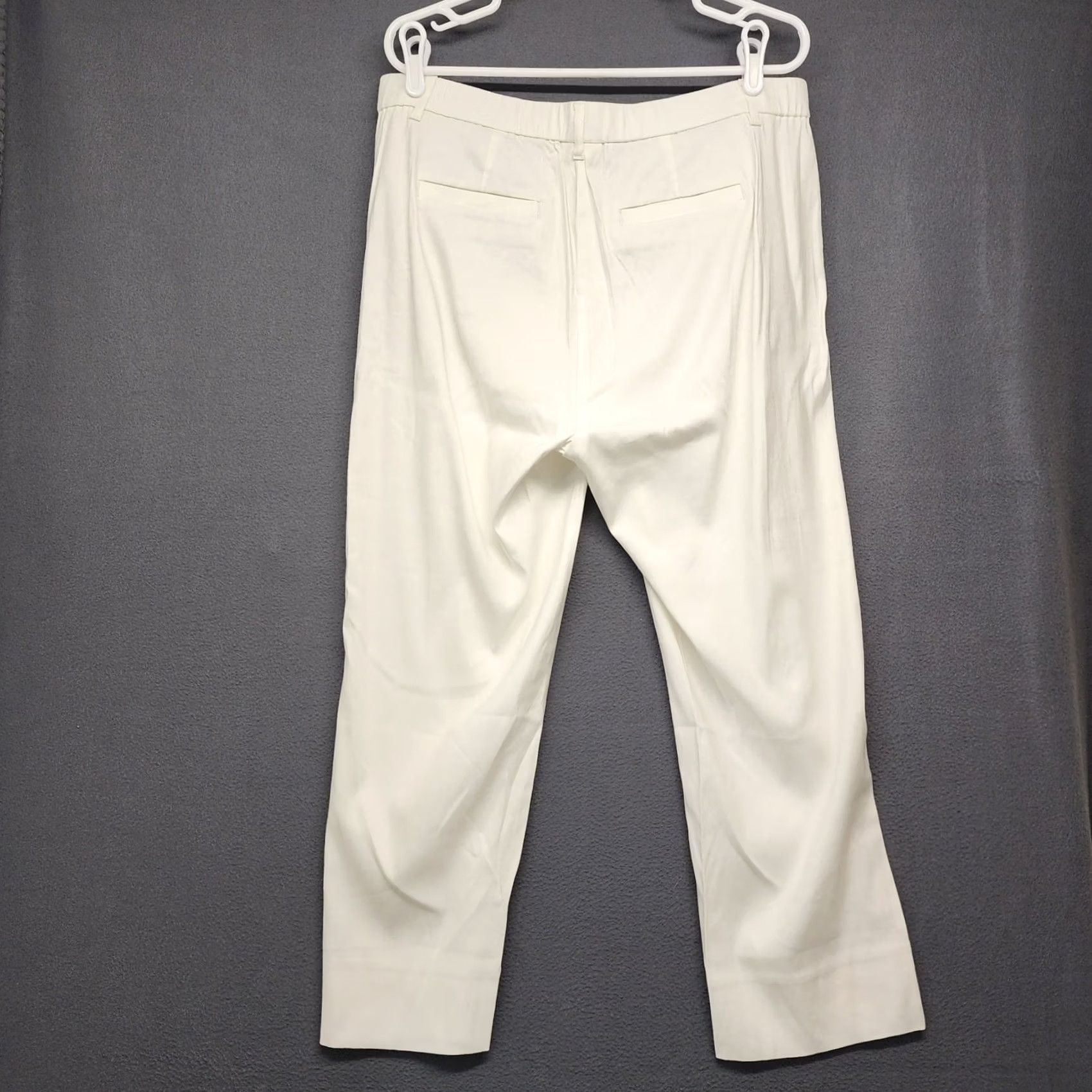 J. Jill J Jill Pants Womens Large White Linen Blend Stretch Cropped Faux Pockets L Ladies White Linen Blend Cropped Pants Womens Size 36" / US 14 / IT 50 - 2 Thumbnail