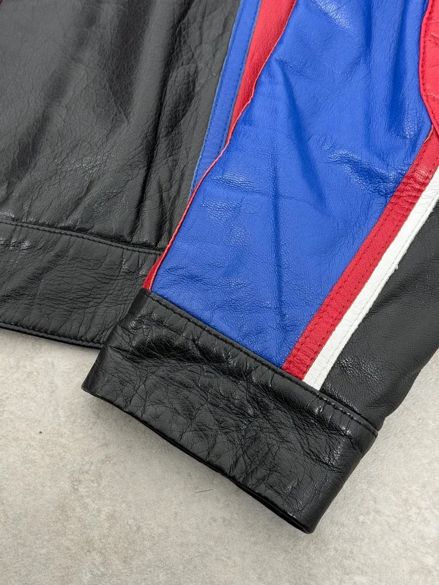 2000s Dolce & Gabbana Blue & Black Racing Biker Leather Jacket