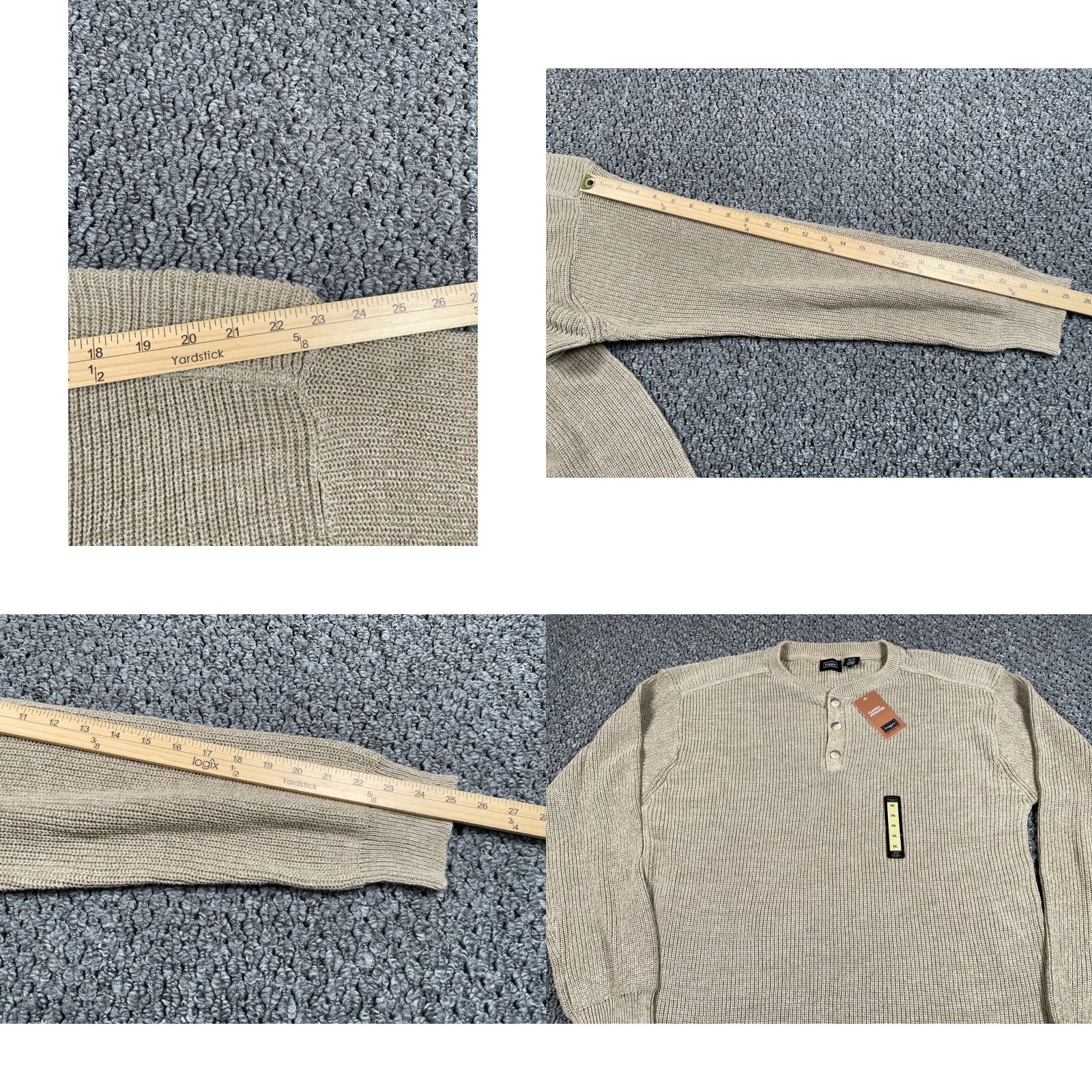 Haggar Haggar Sweater Men 2XL Beige Cotton Knit Chunky Henley Crew Neck Machine Washable 90s Preppy Retro Classic Mens Size US XXL / EU 58 / 5 - 8 Thumbnail