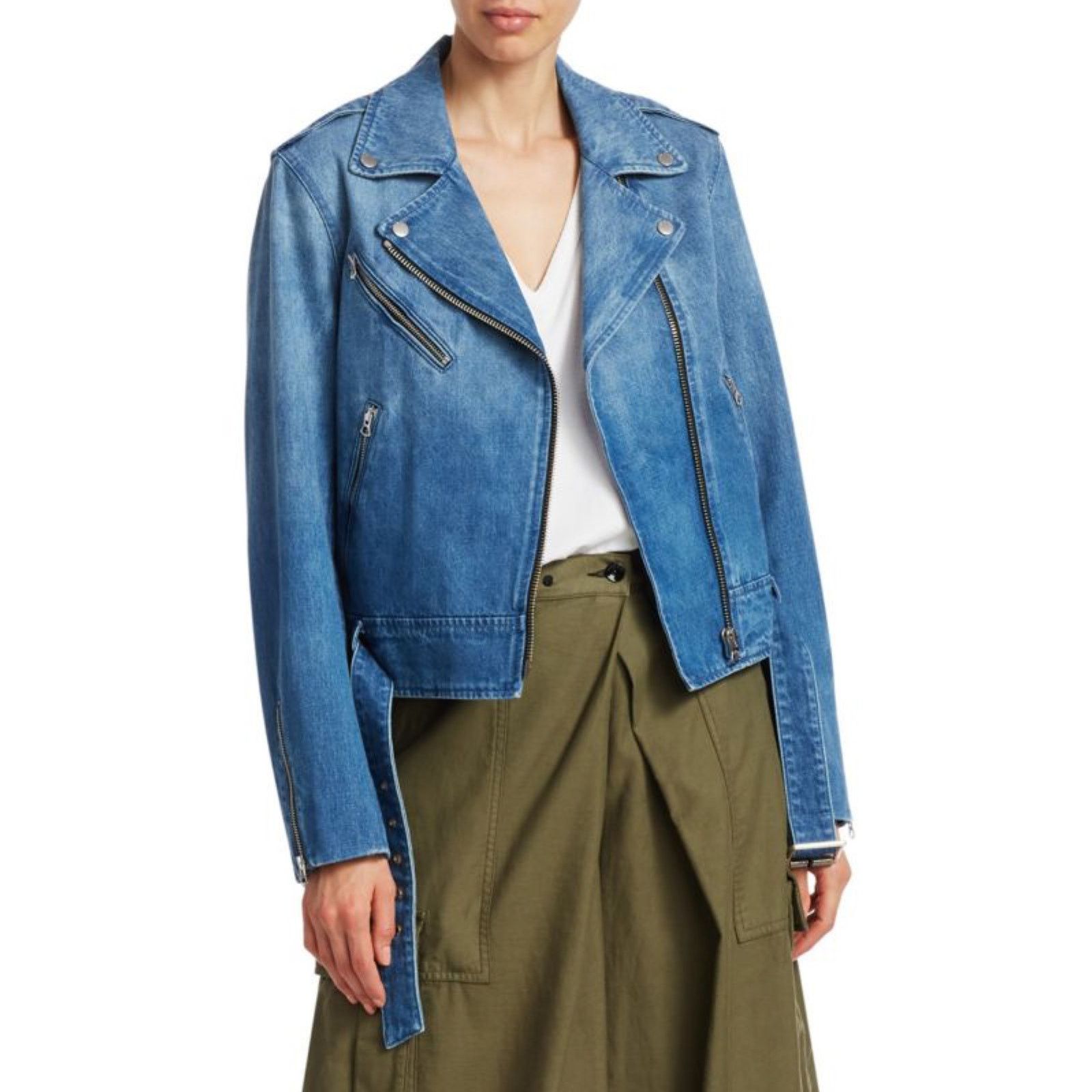 Rag & Bone NEW Rag & Bone Abbey Denim Moto Jacket Size XS / US 0-2 / IT 36-38 - 1 Thumbnail