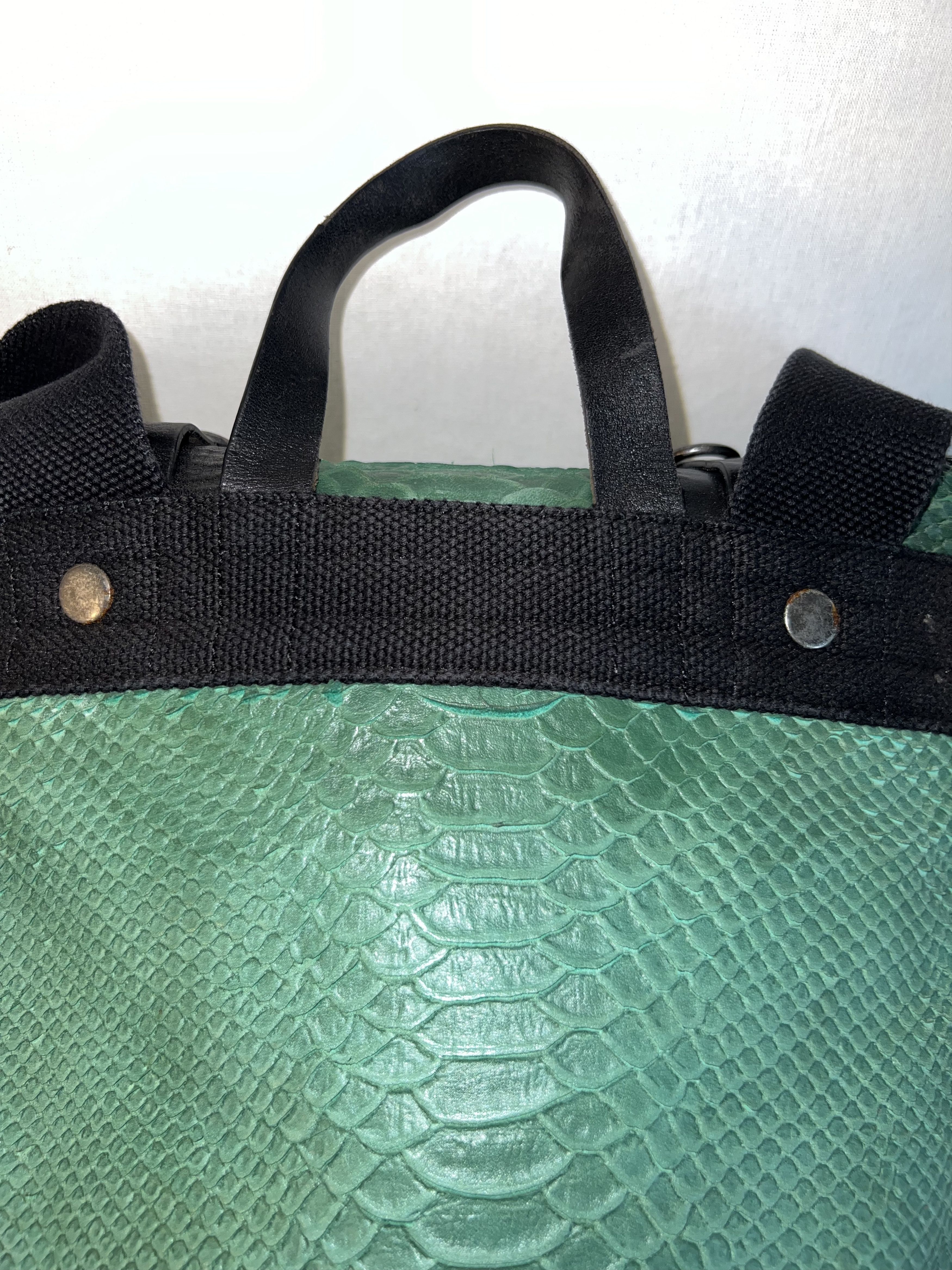 Dries Van Noten Dries Van Noten - Green Leather Payton Embossed XL Backpack Size ONE SIZE - 7 Thumbnail
