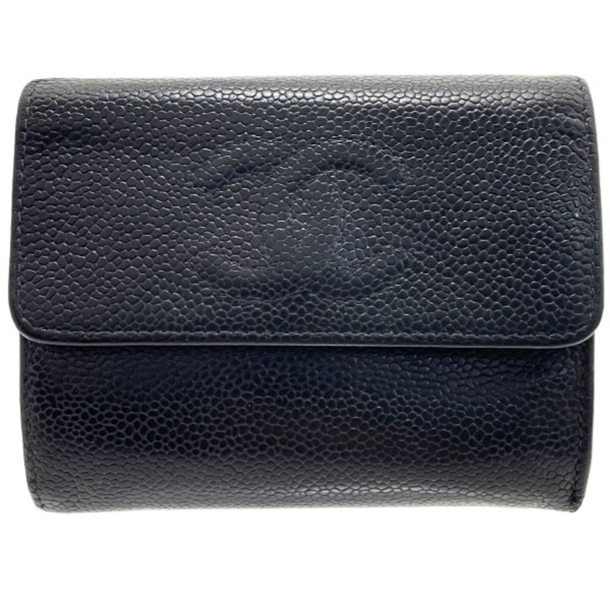 Chanel Chanel Wallet Coco Mark Tri-fold Caviar Skin Leather Black CHANEL CC Women's RR-14409 Size ONE SIZE - 1 Thumbnail
